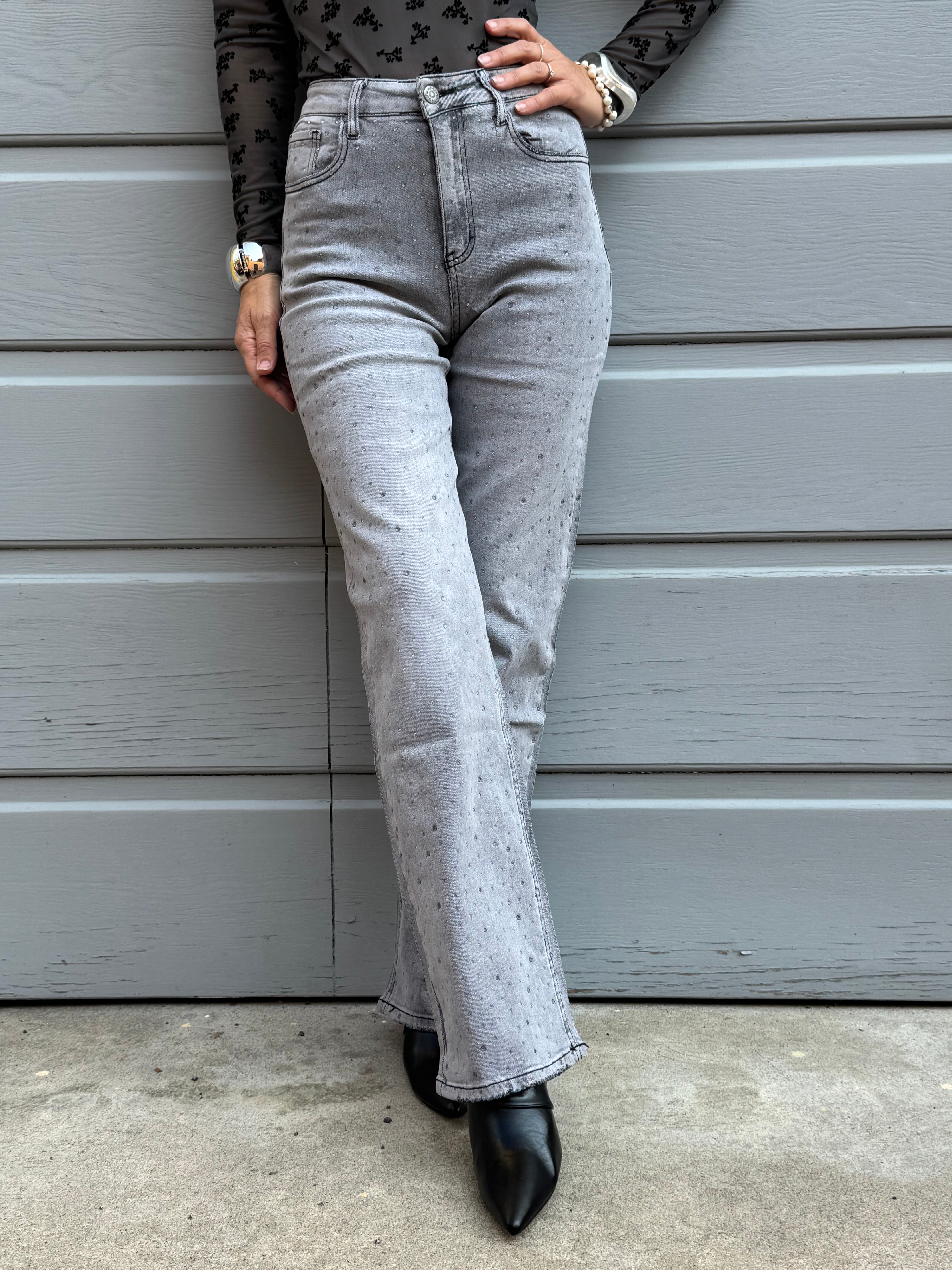 Jeans strass trasparenti mimì