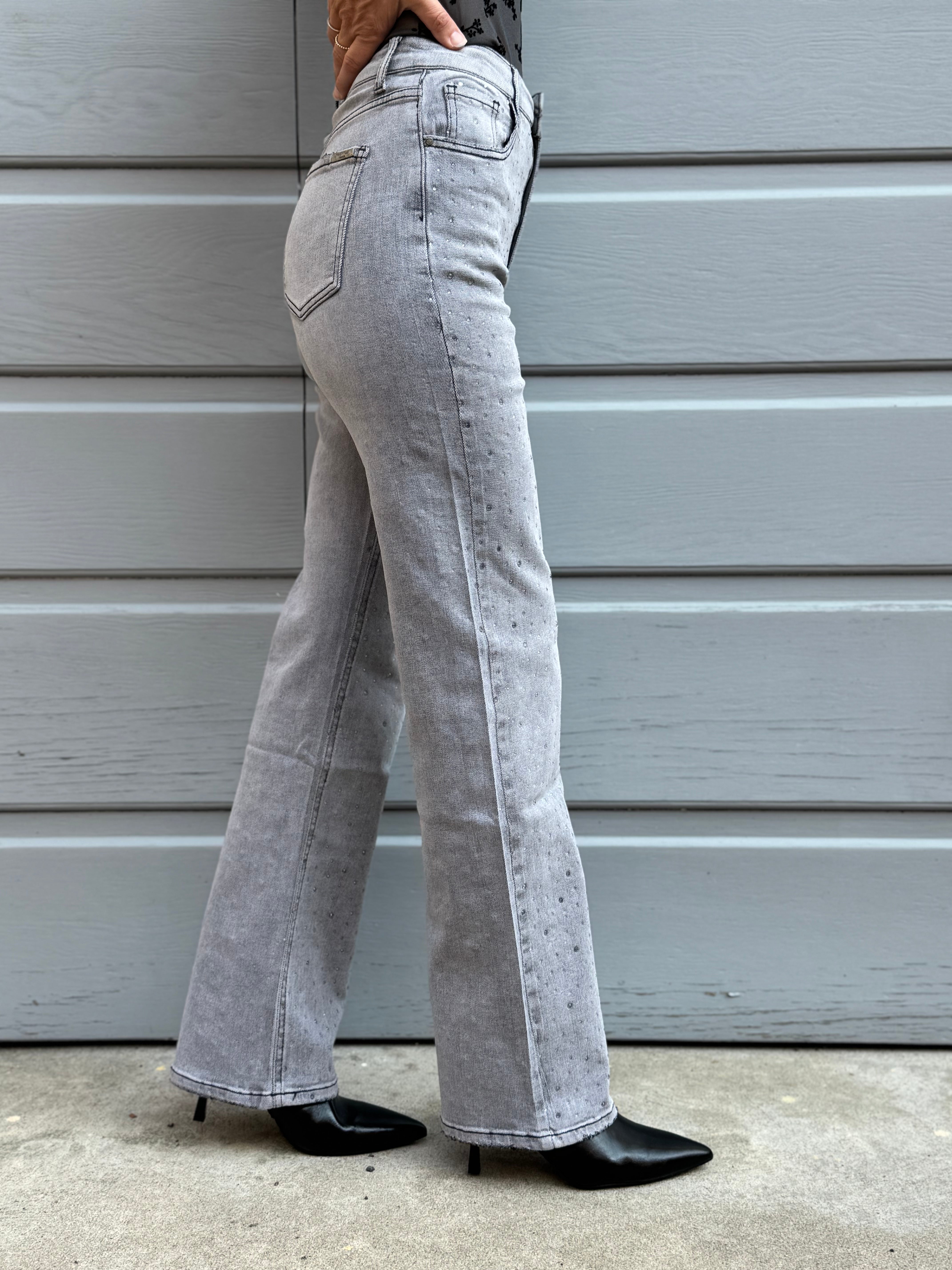 Jeans strass trasparenti mimì