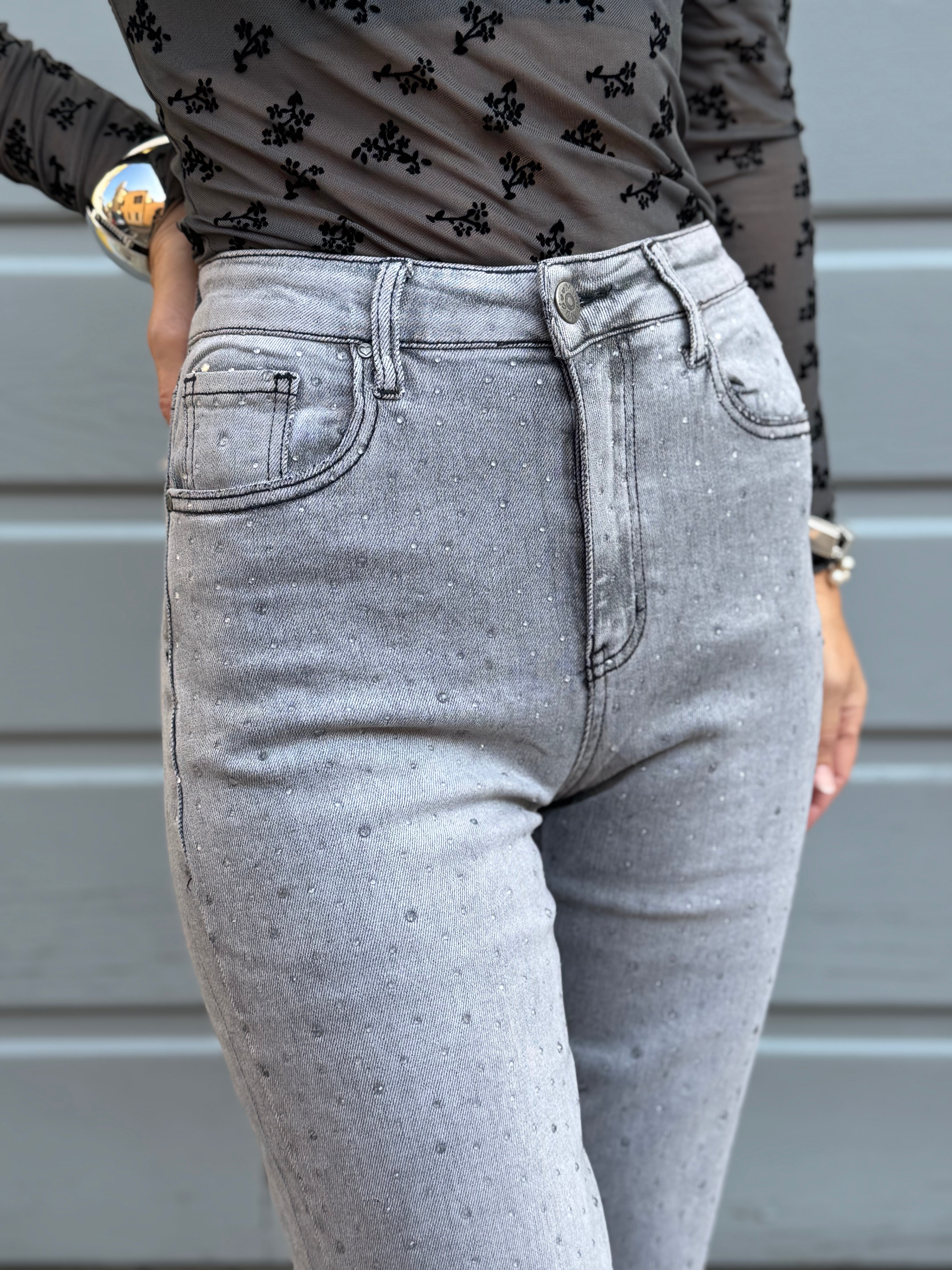 Jeans strass trasparenti mimì