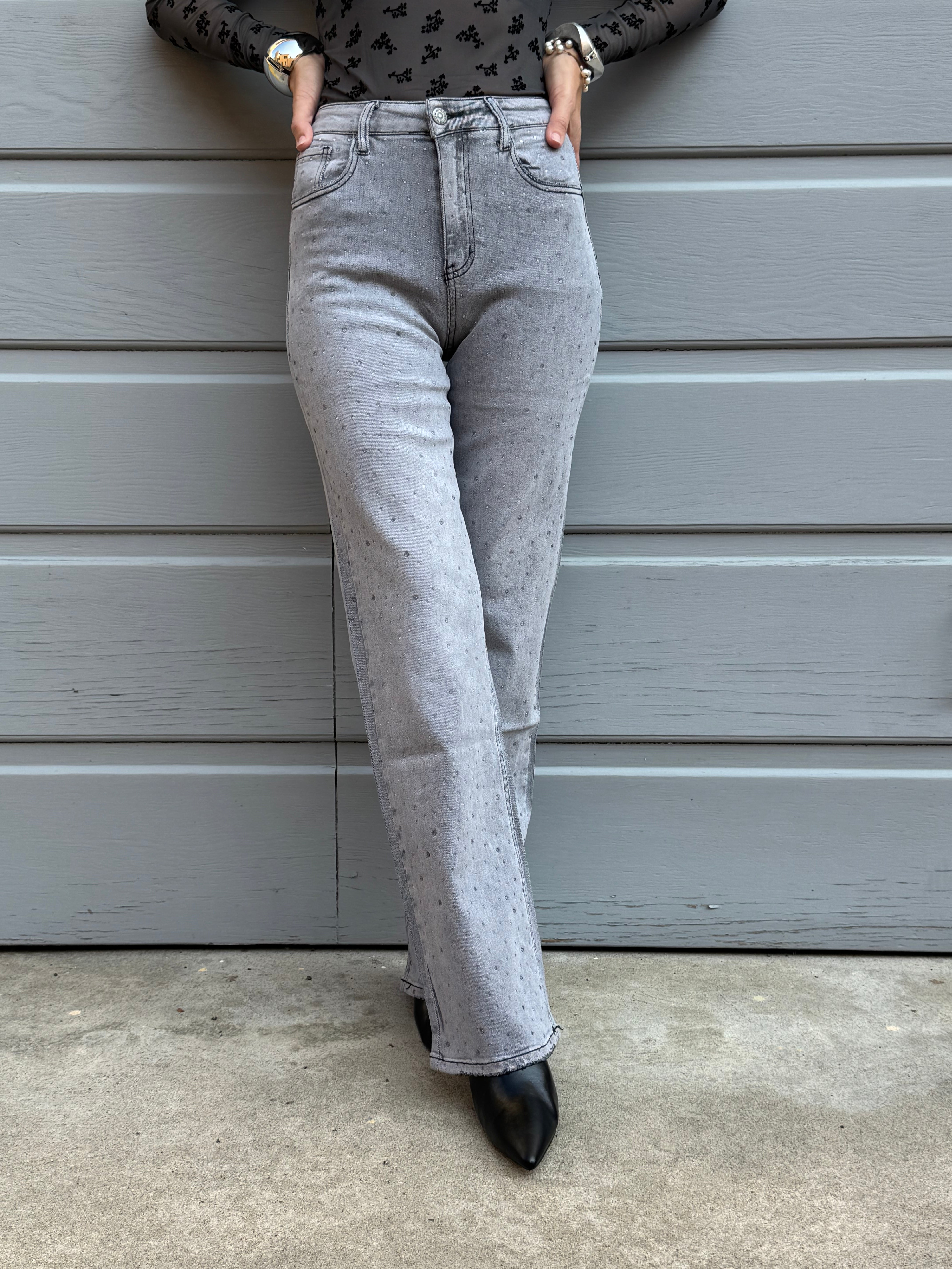 Jeans strass trasparenti mimì