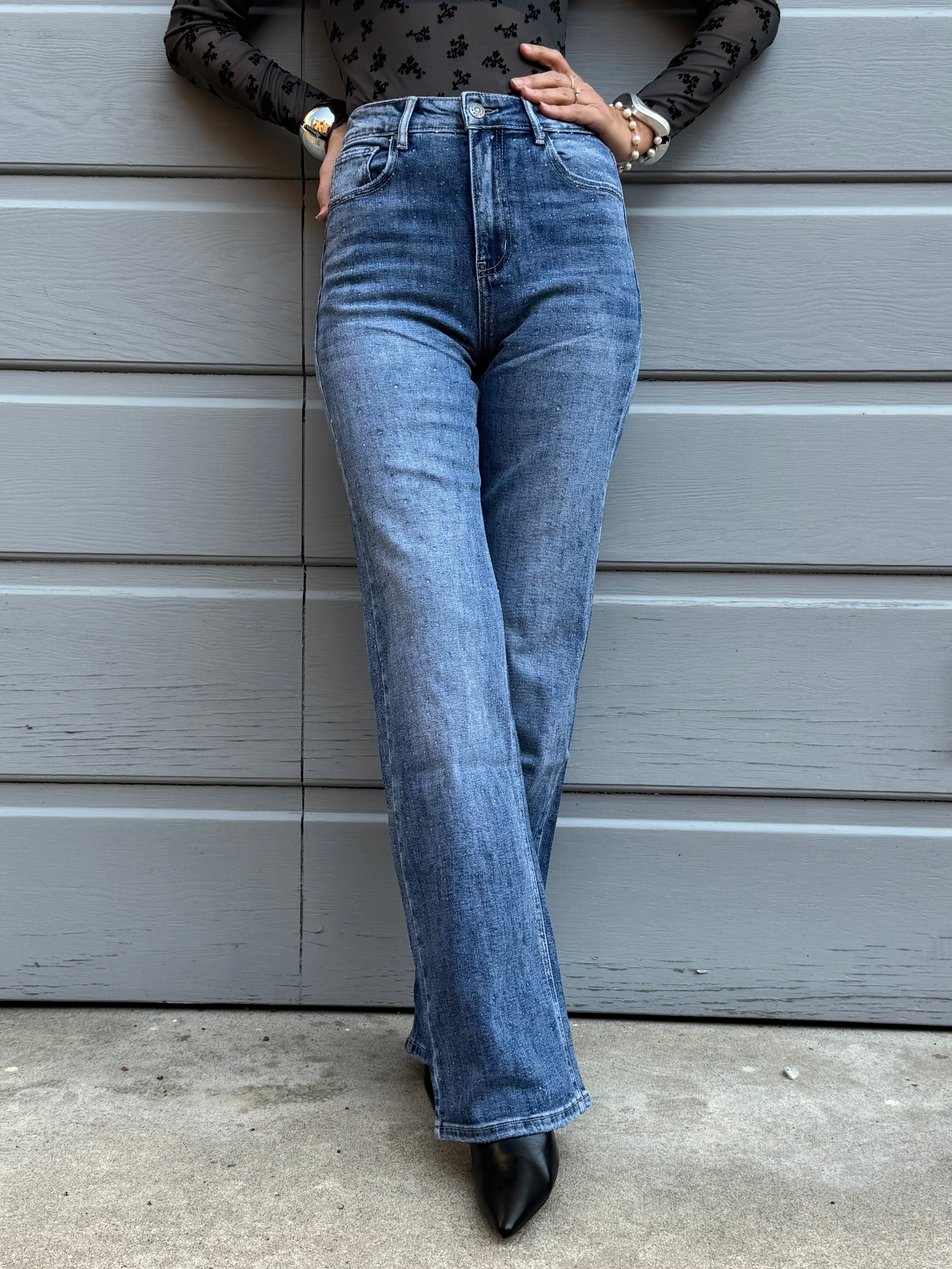 Jeans strass trasparenti mimì