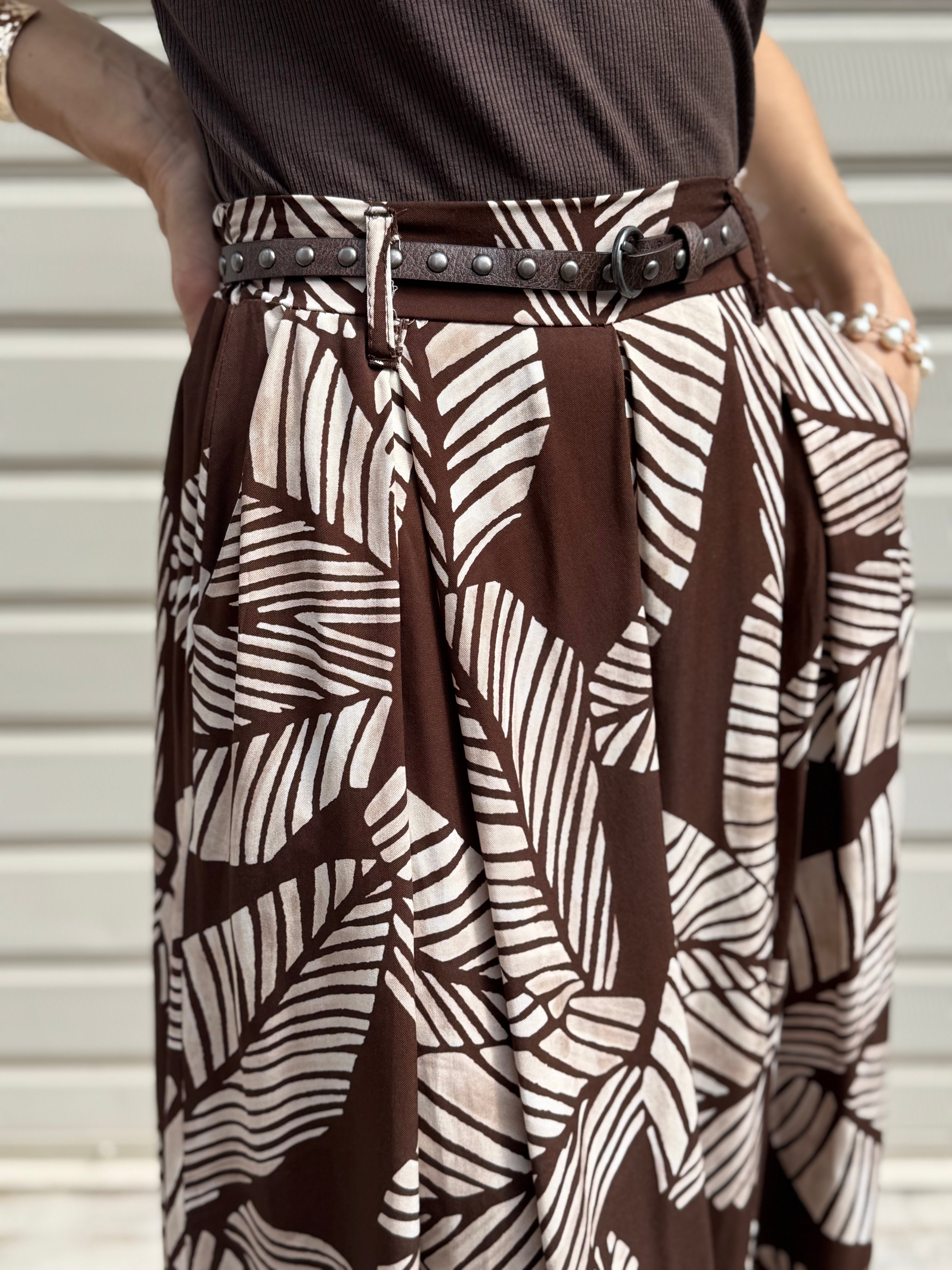 Gonna pantalone fantasia foglie adora