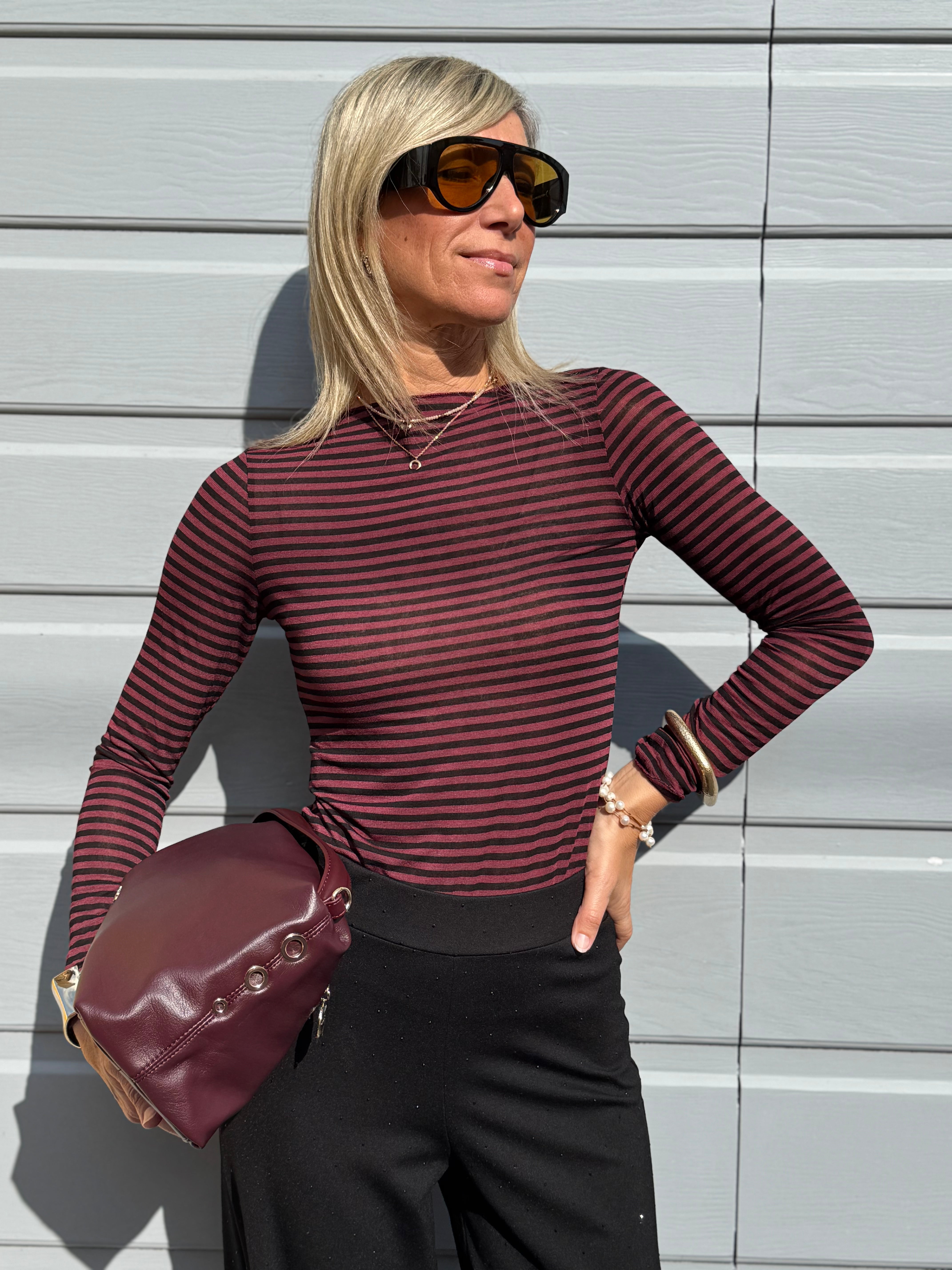 Maglia scollo barca righe adora