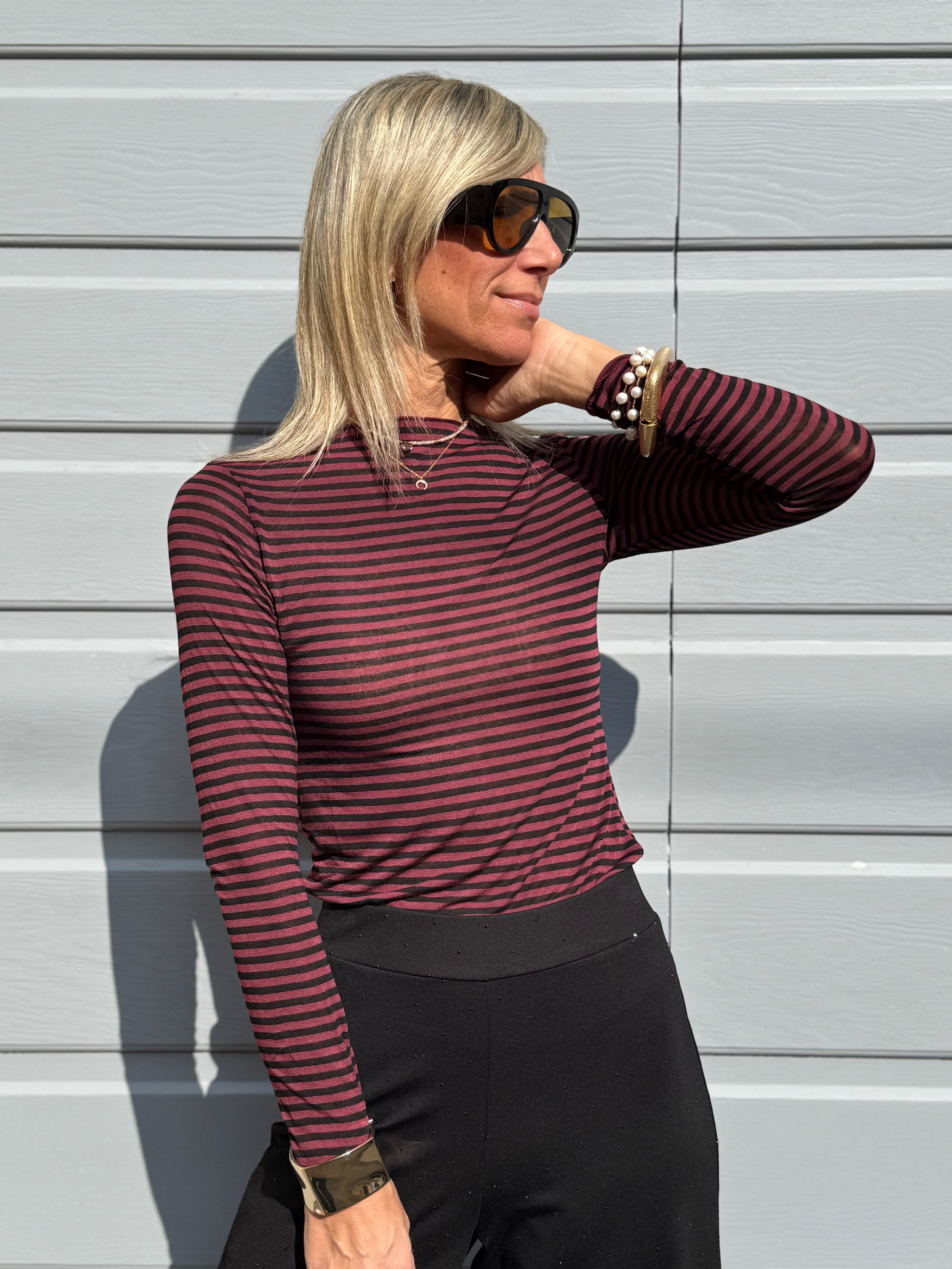 Maglia scollo barca righe adora