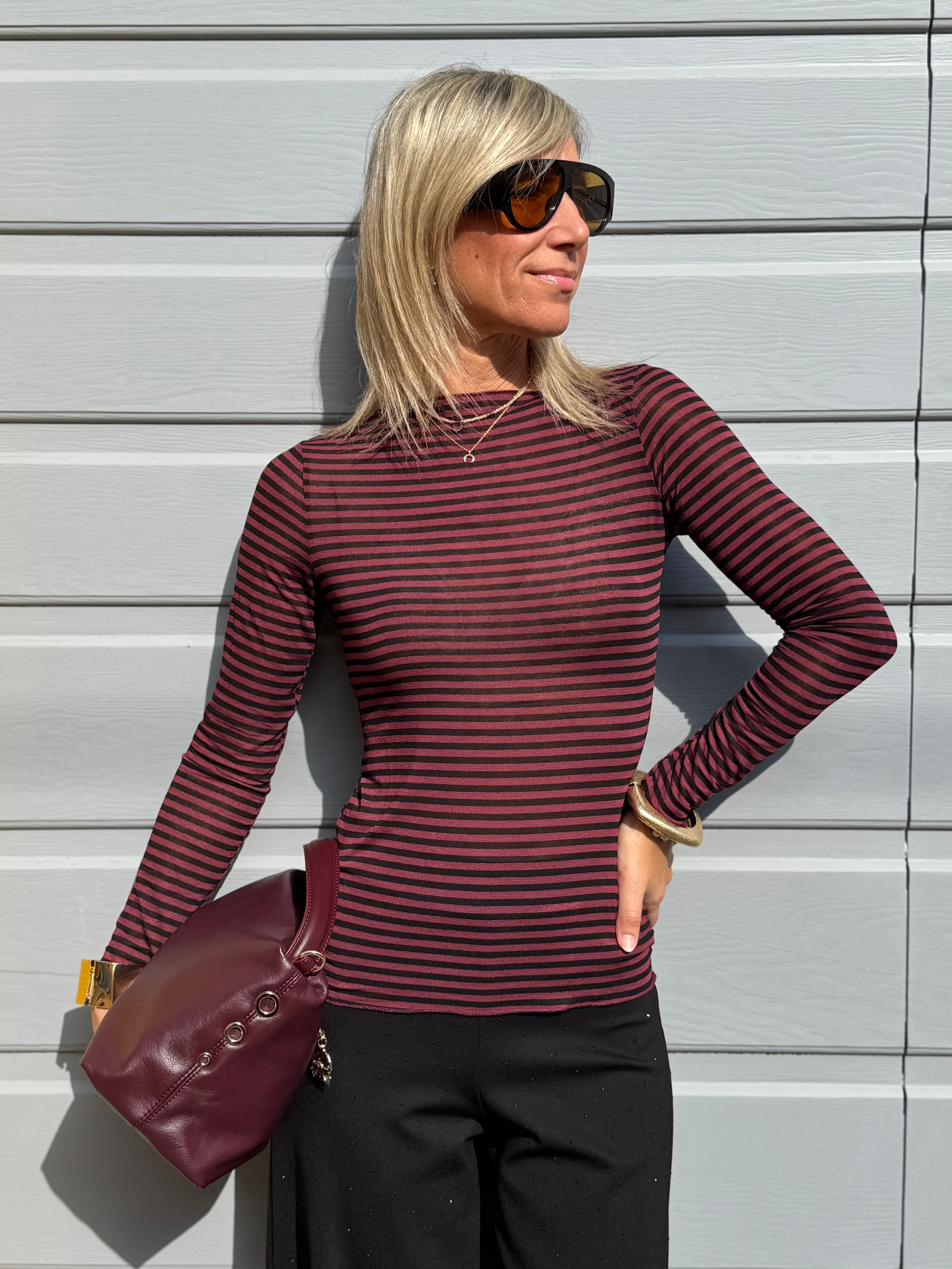 Maglia scollo barca righe adora