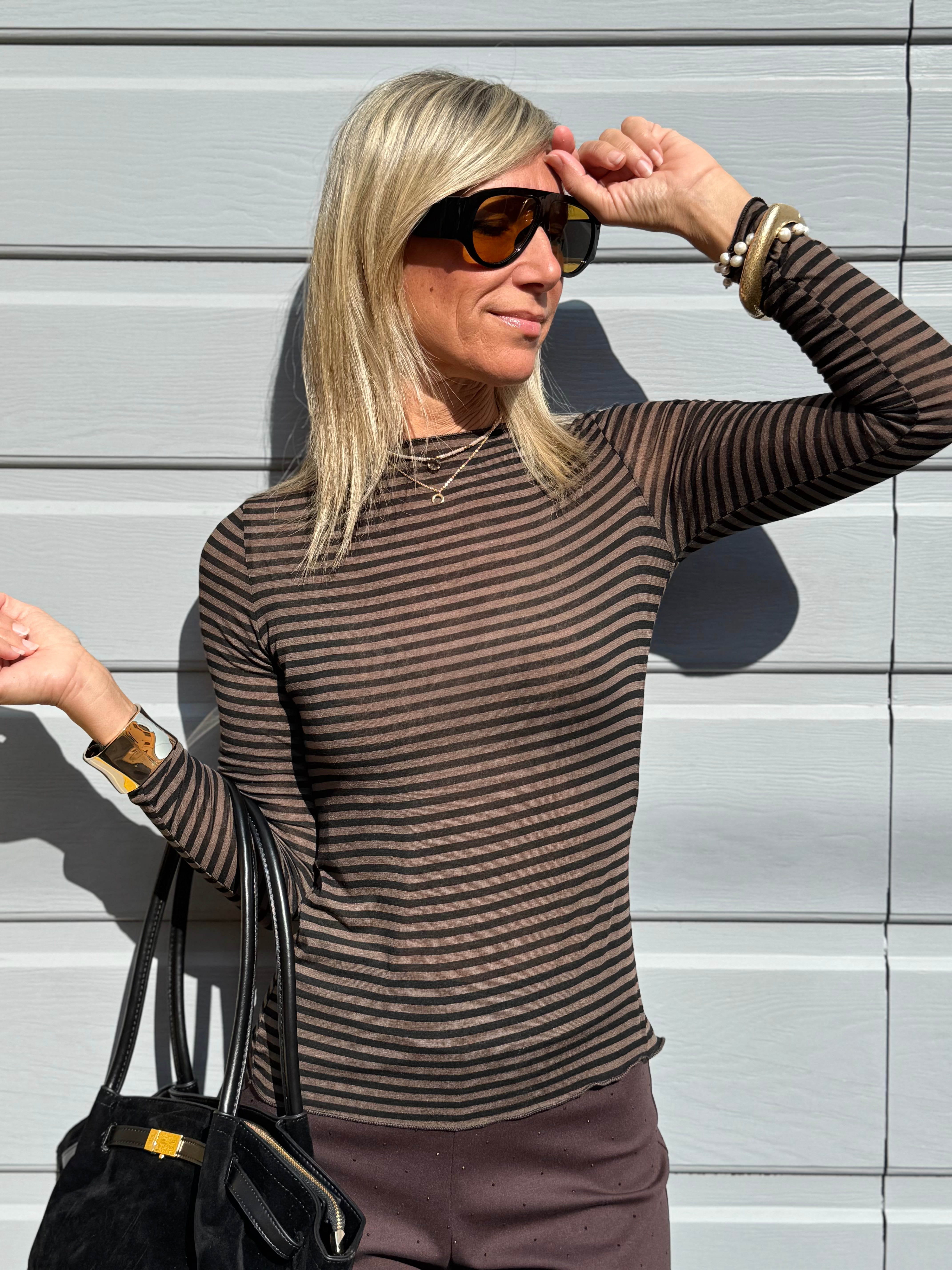 Maglia scollo barca righe adora