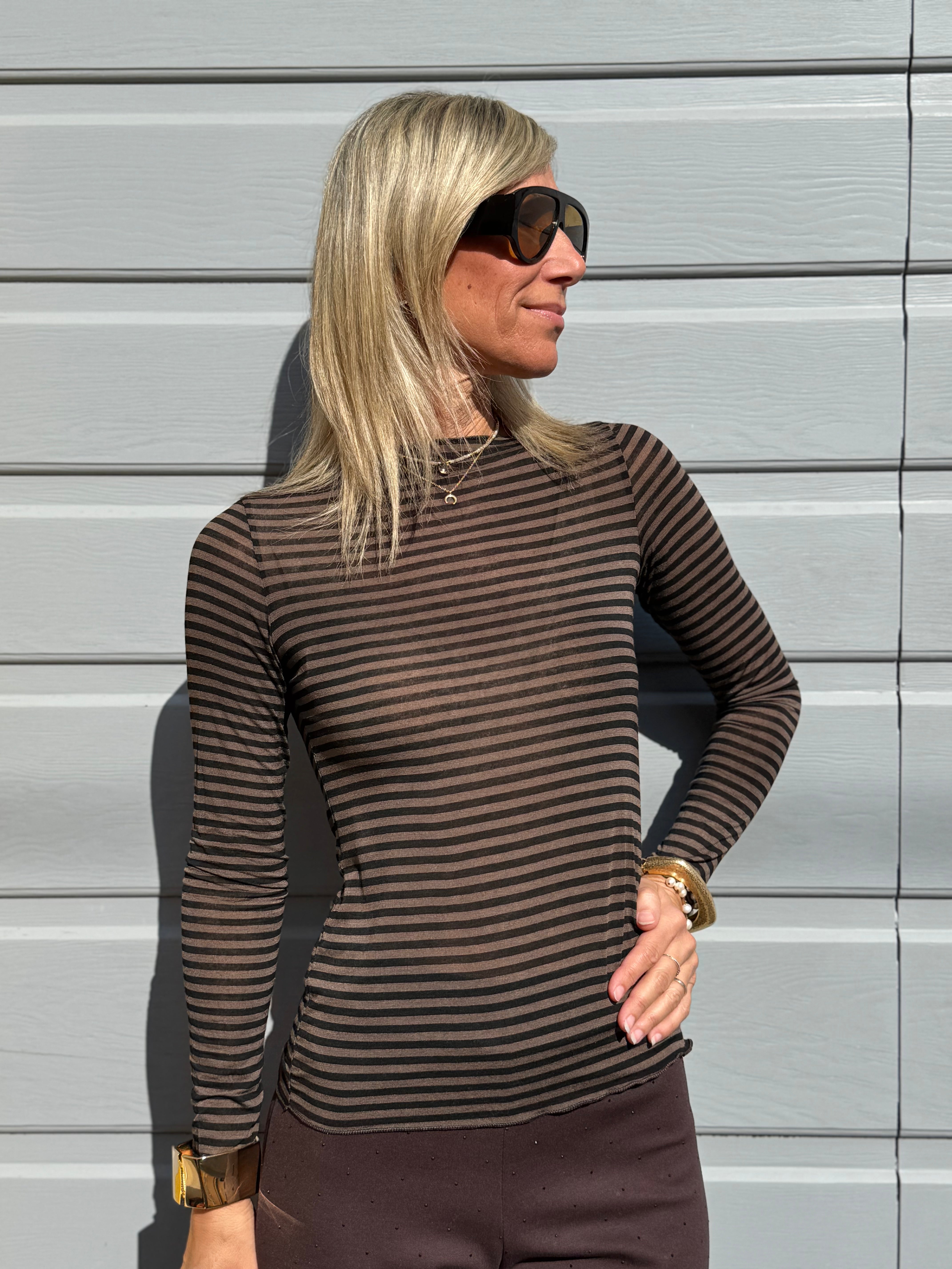 Maglia scollo barca righe adora