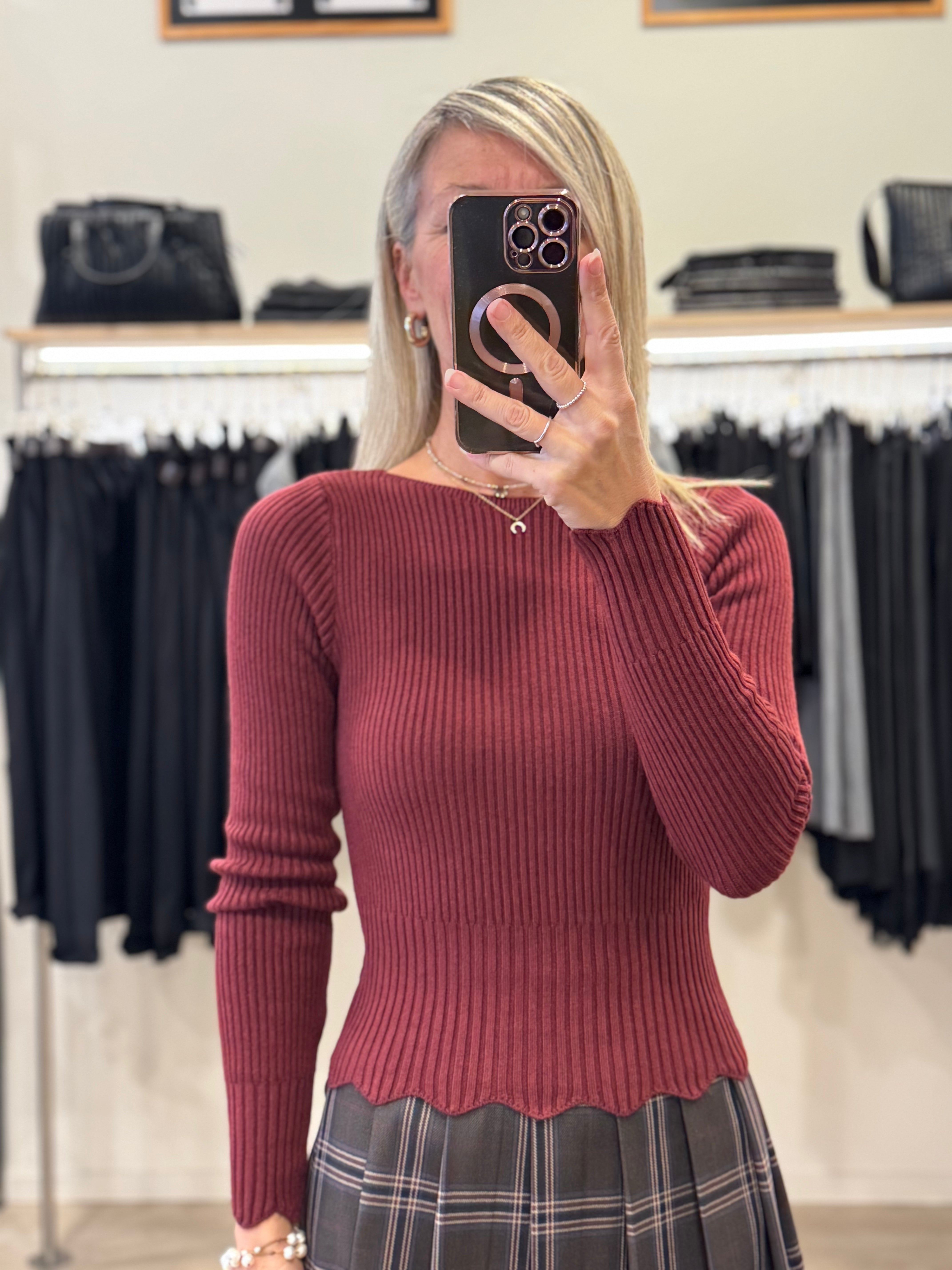 Maglia costine merletto