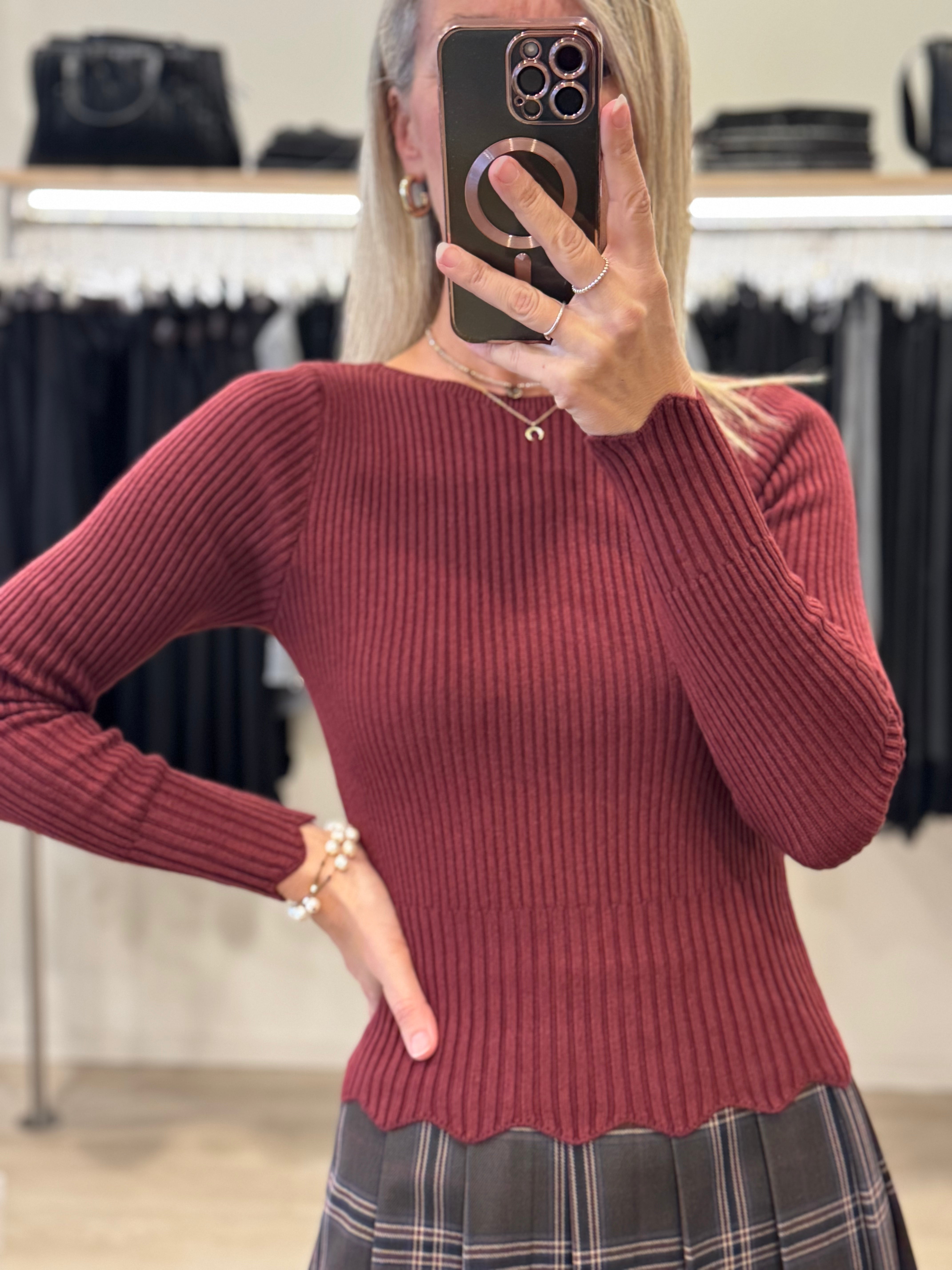 Maglia costine merletto