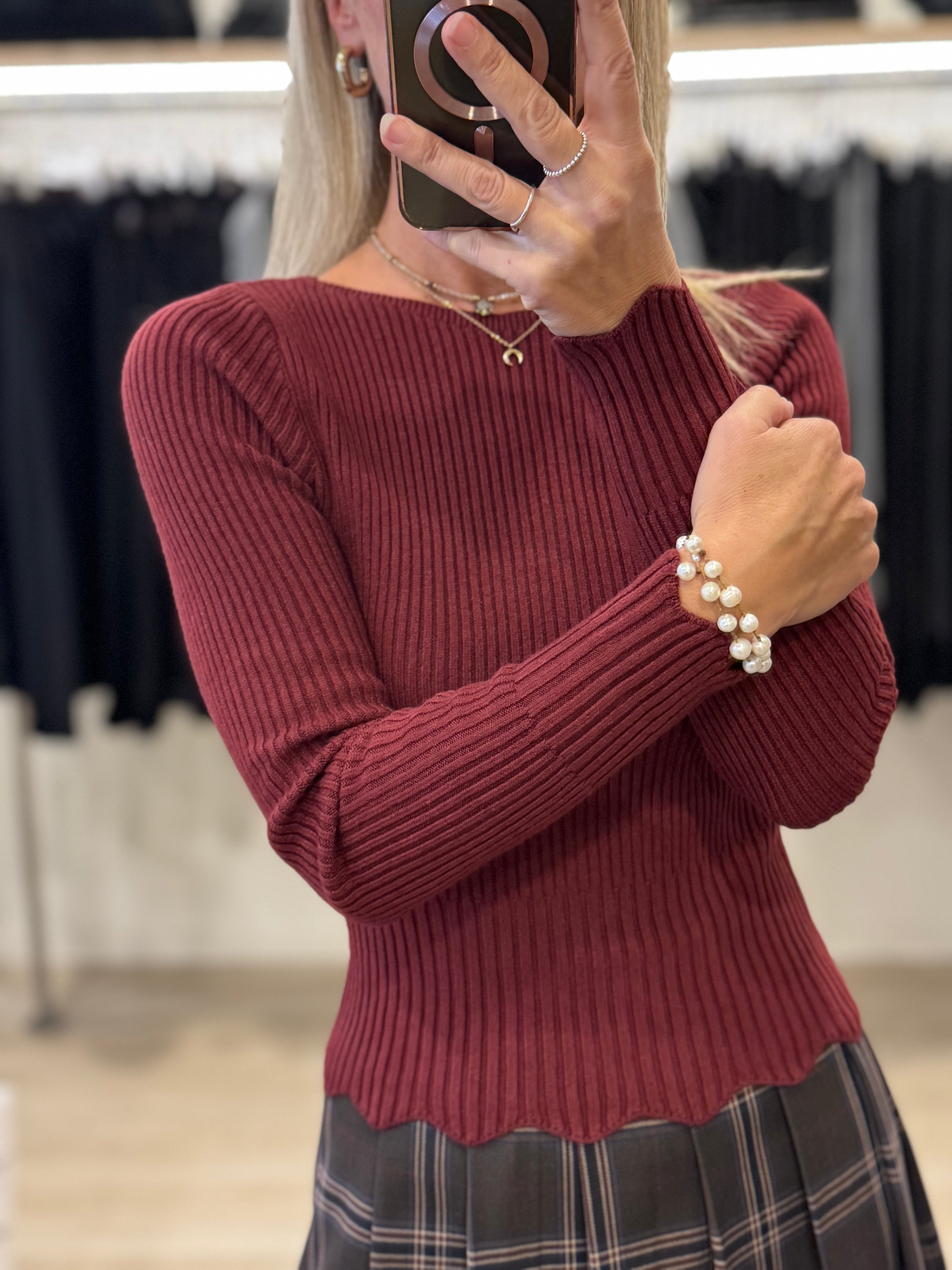 Maglia costine merletto