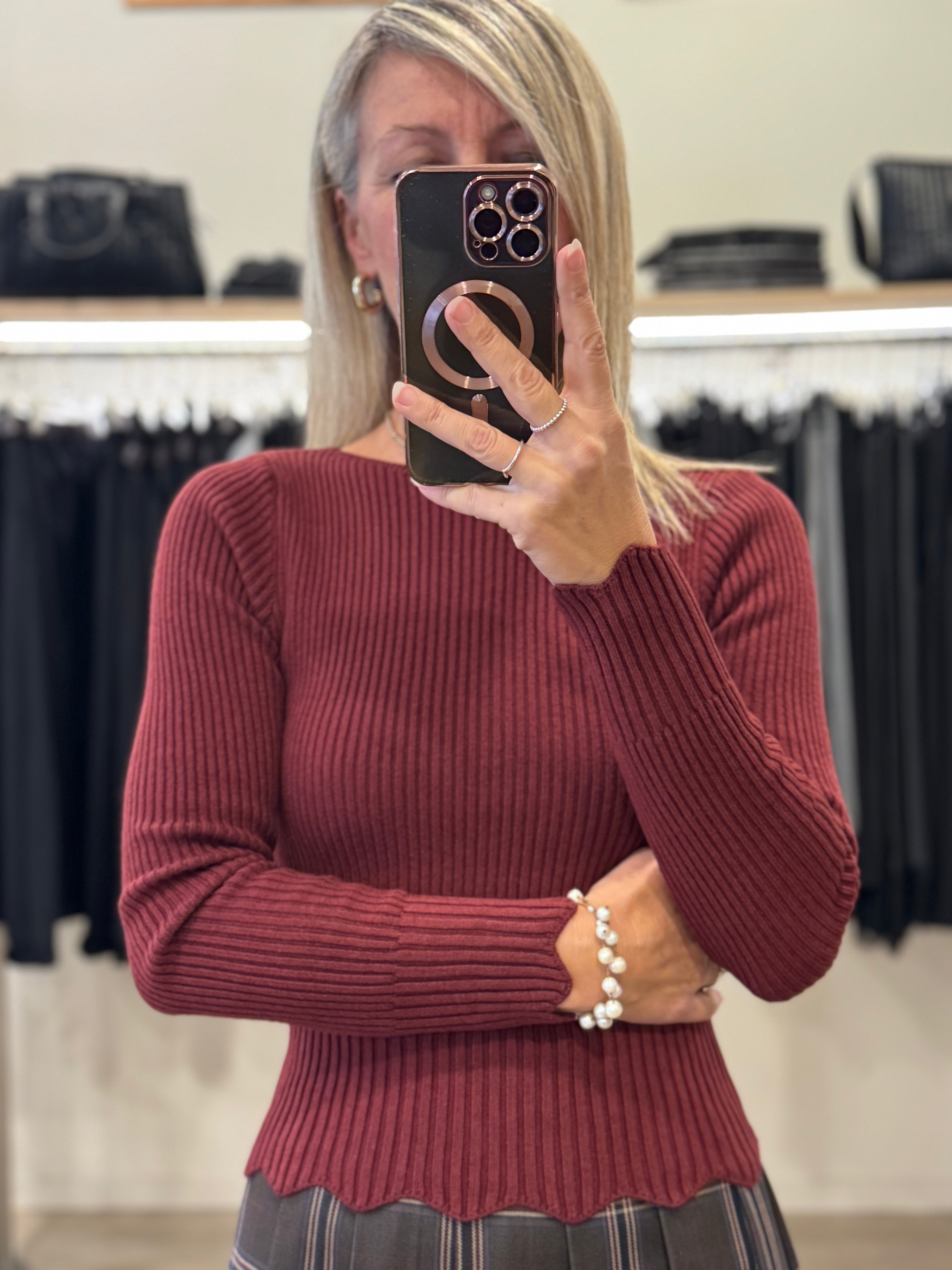 Maglia costine merletto