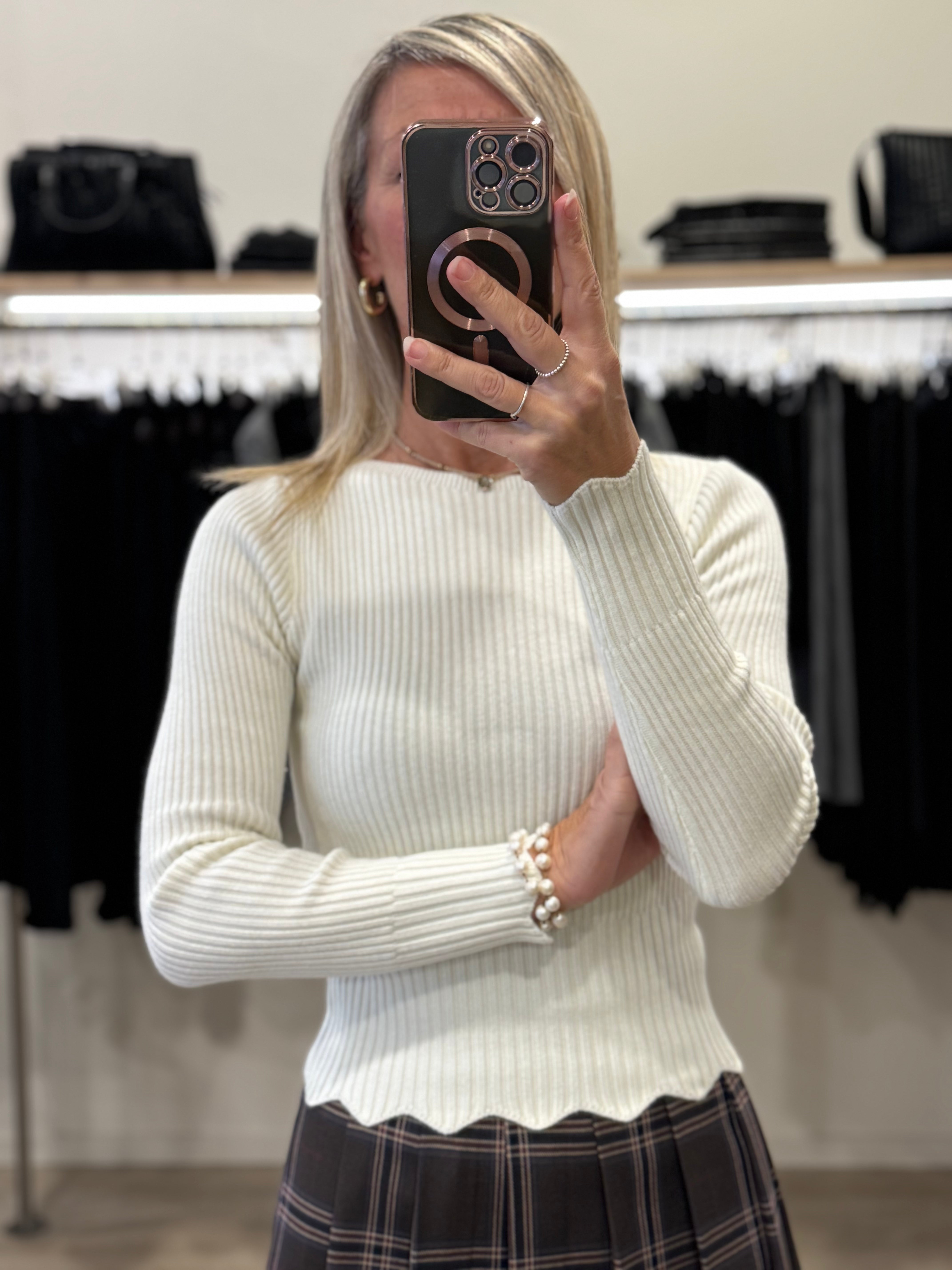 Maglia costine merletto