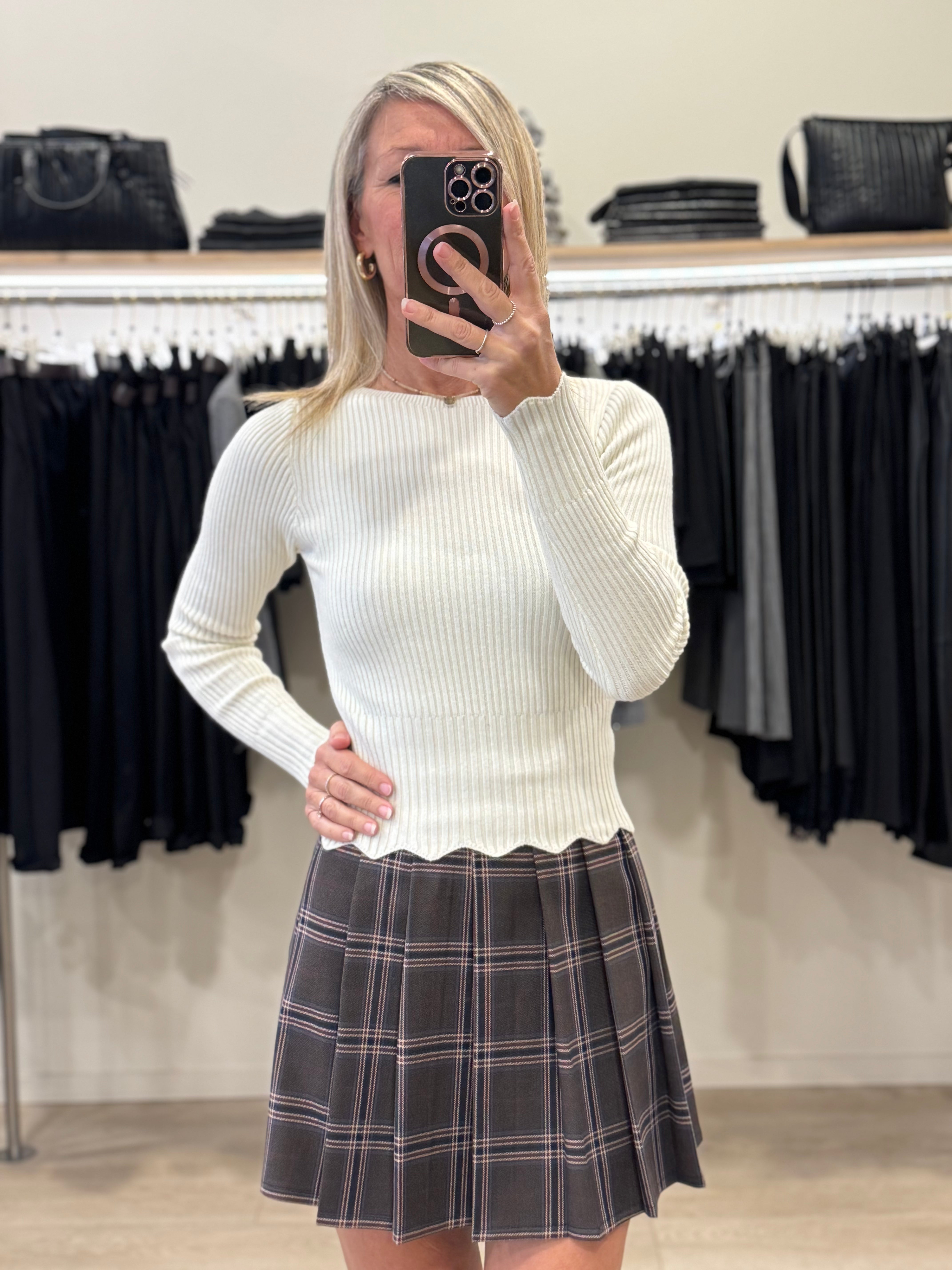 Maglia costine merletto