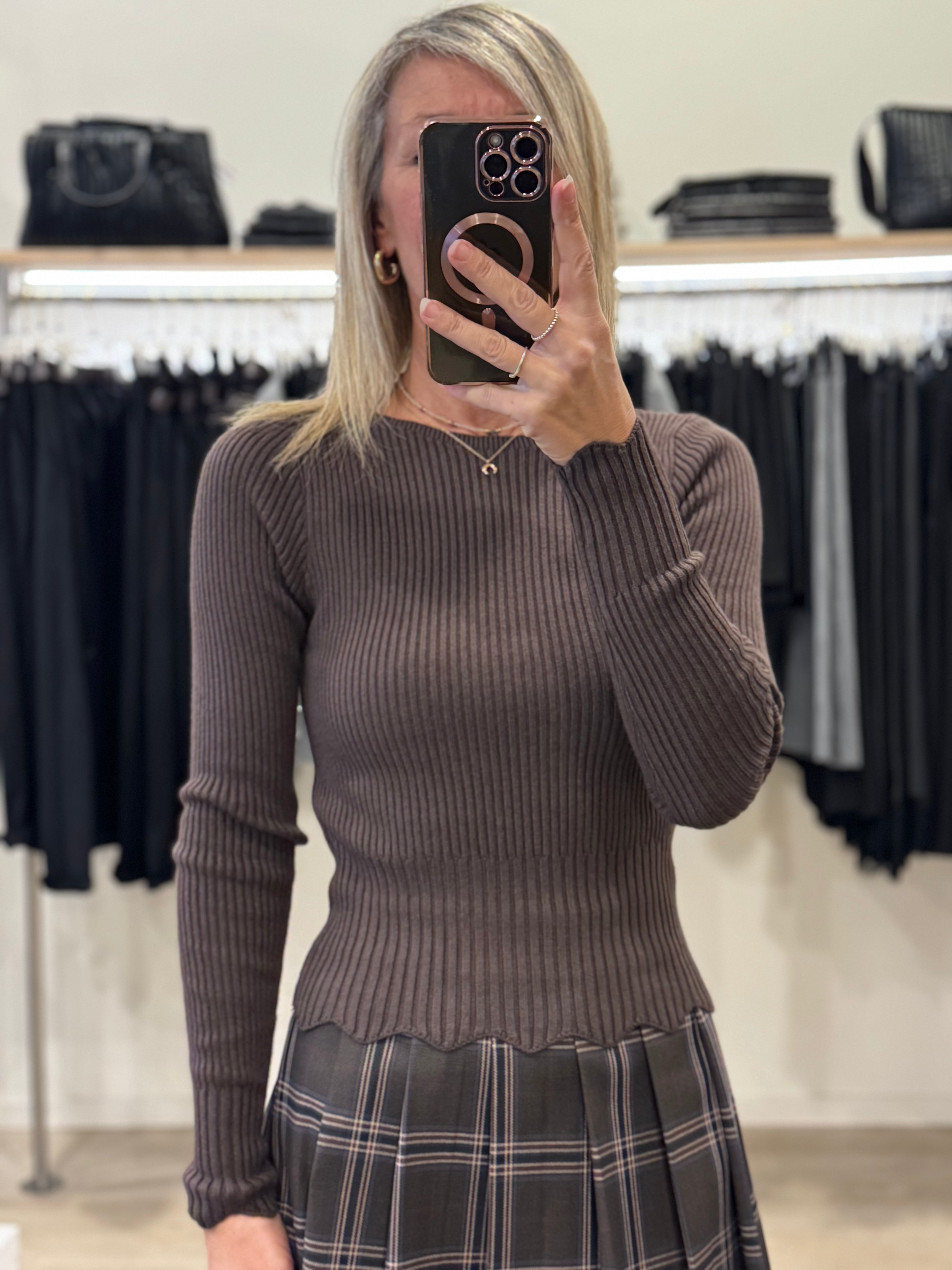 Maglia costine merletto