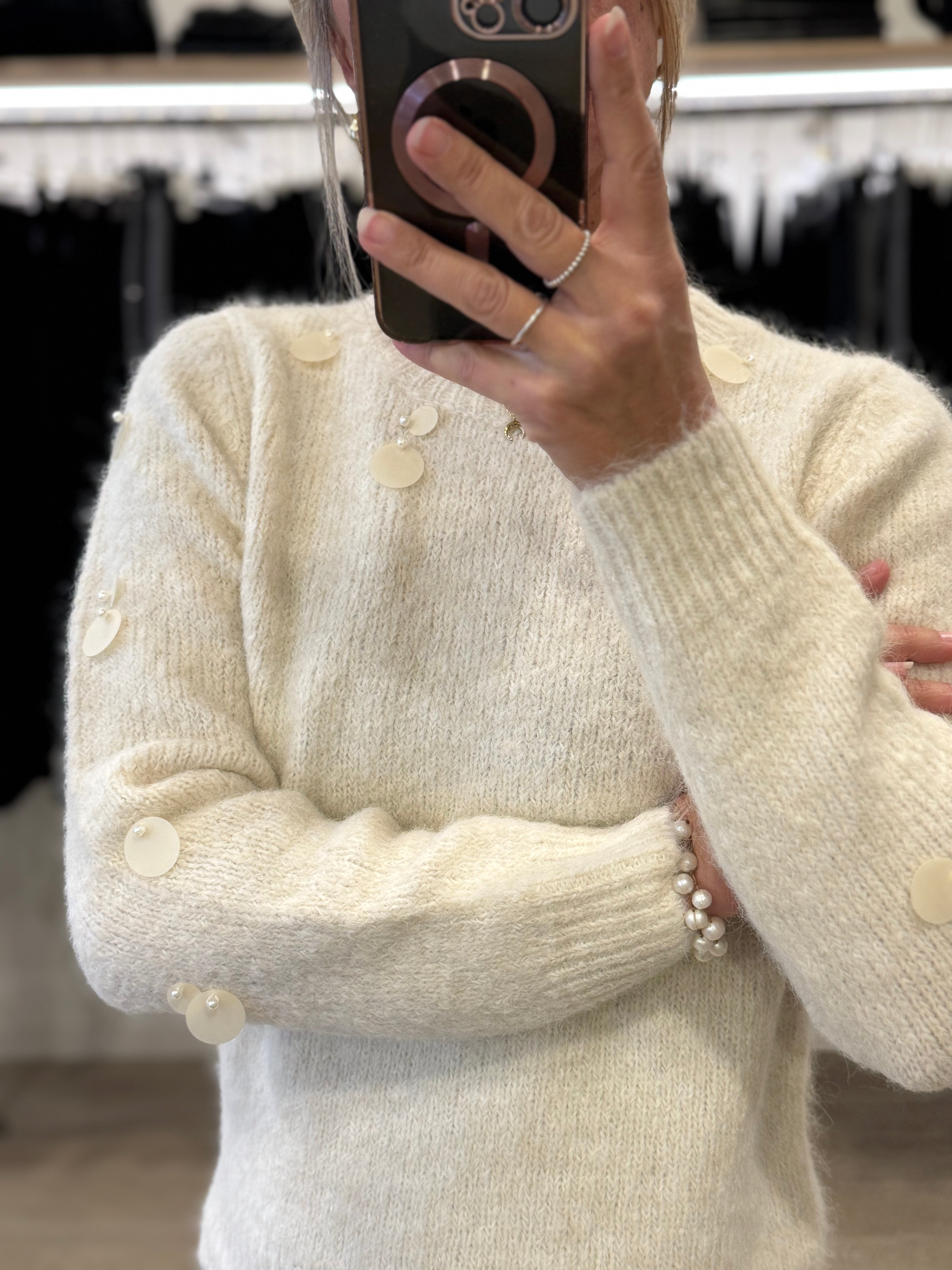 Girocollo lana maxi paillettes