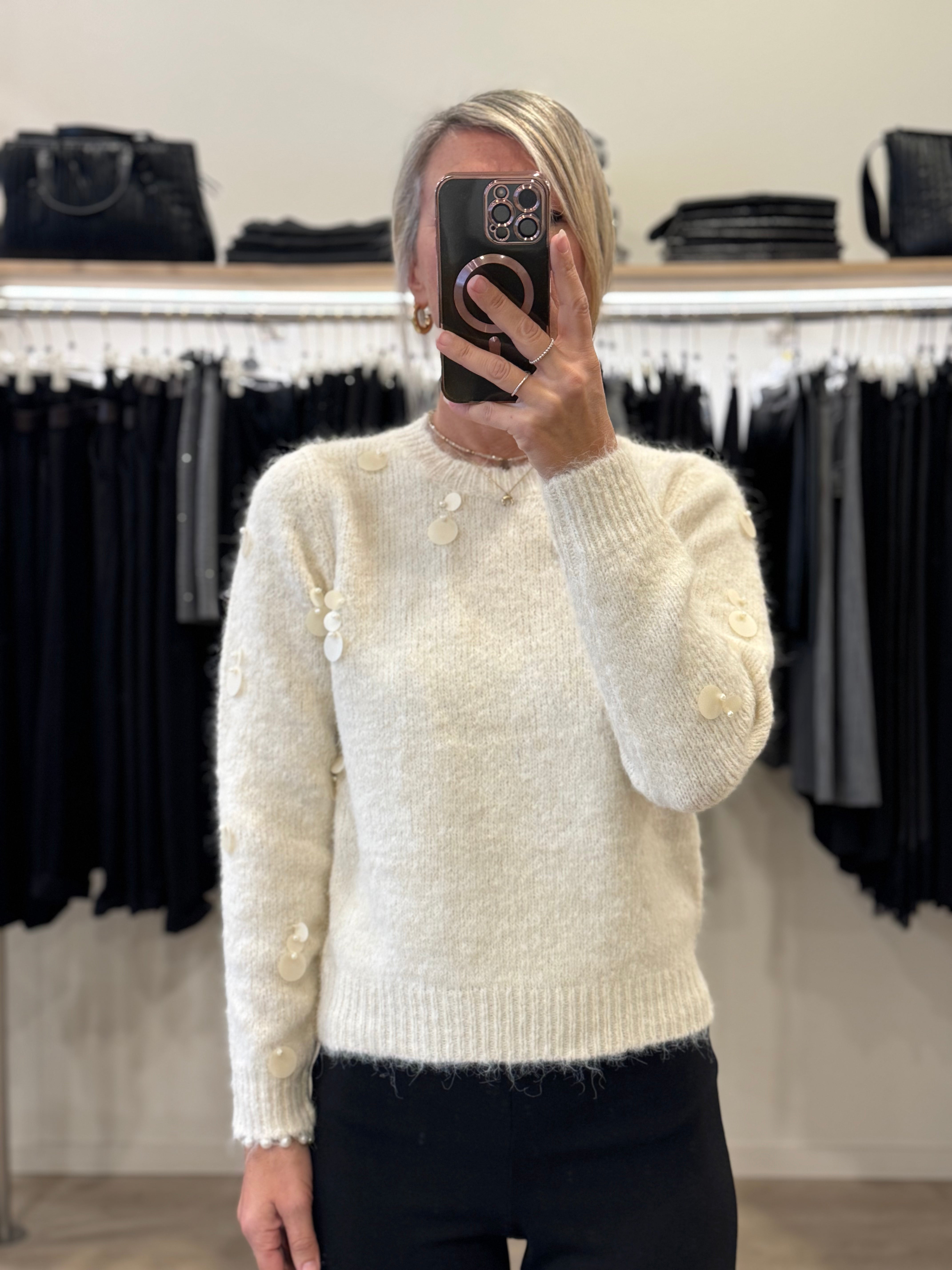 Girocollo lana maxi paillettes