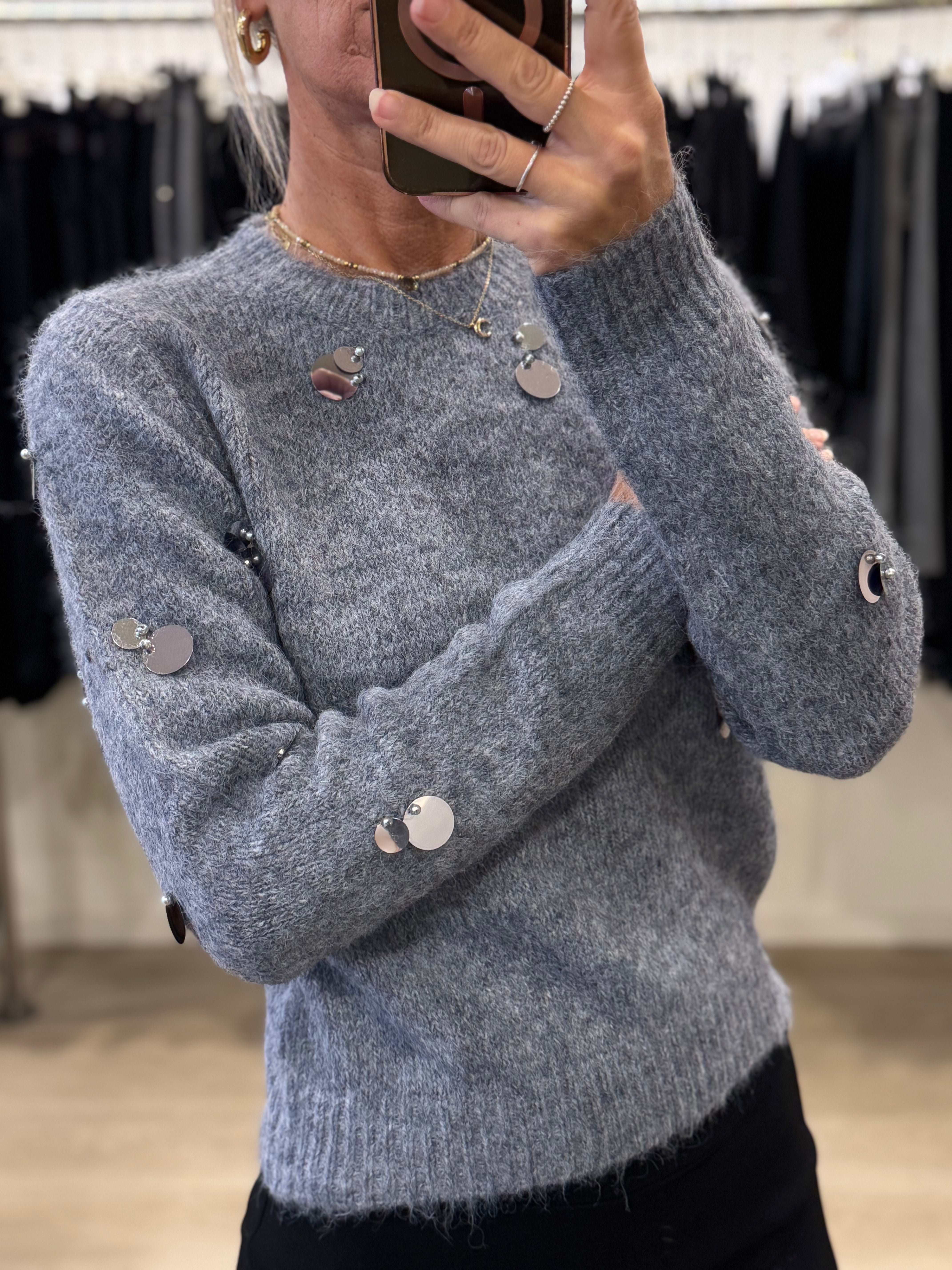 Girocollo lana maxi paillettes