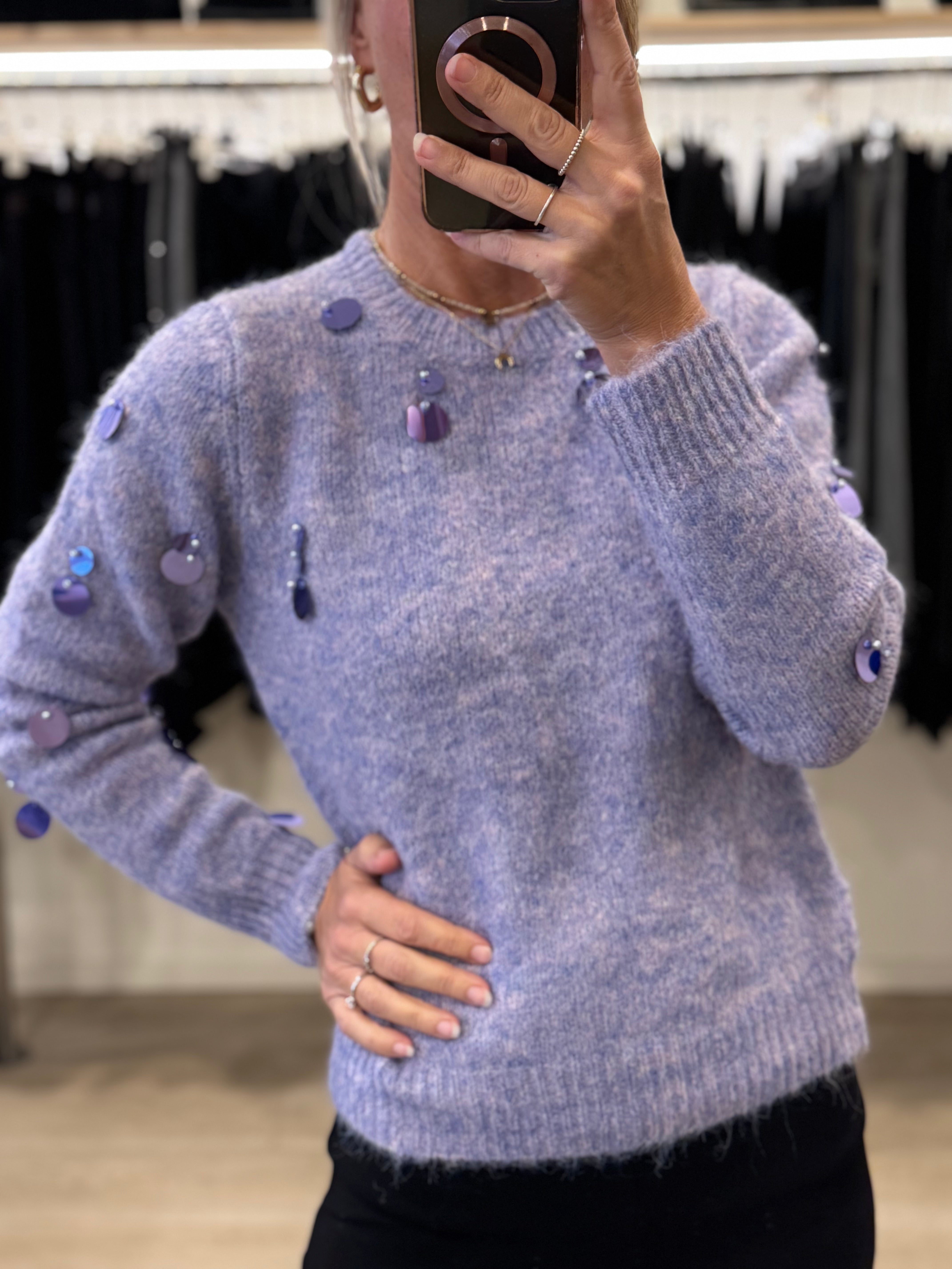 Girocollo lana maxi paillettes