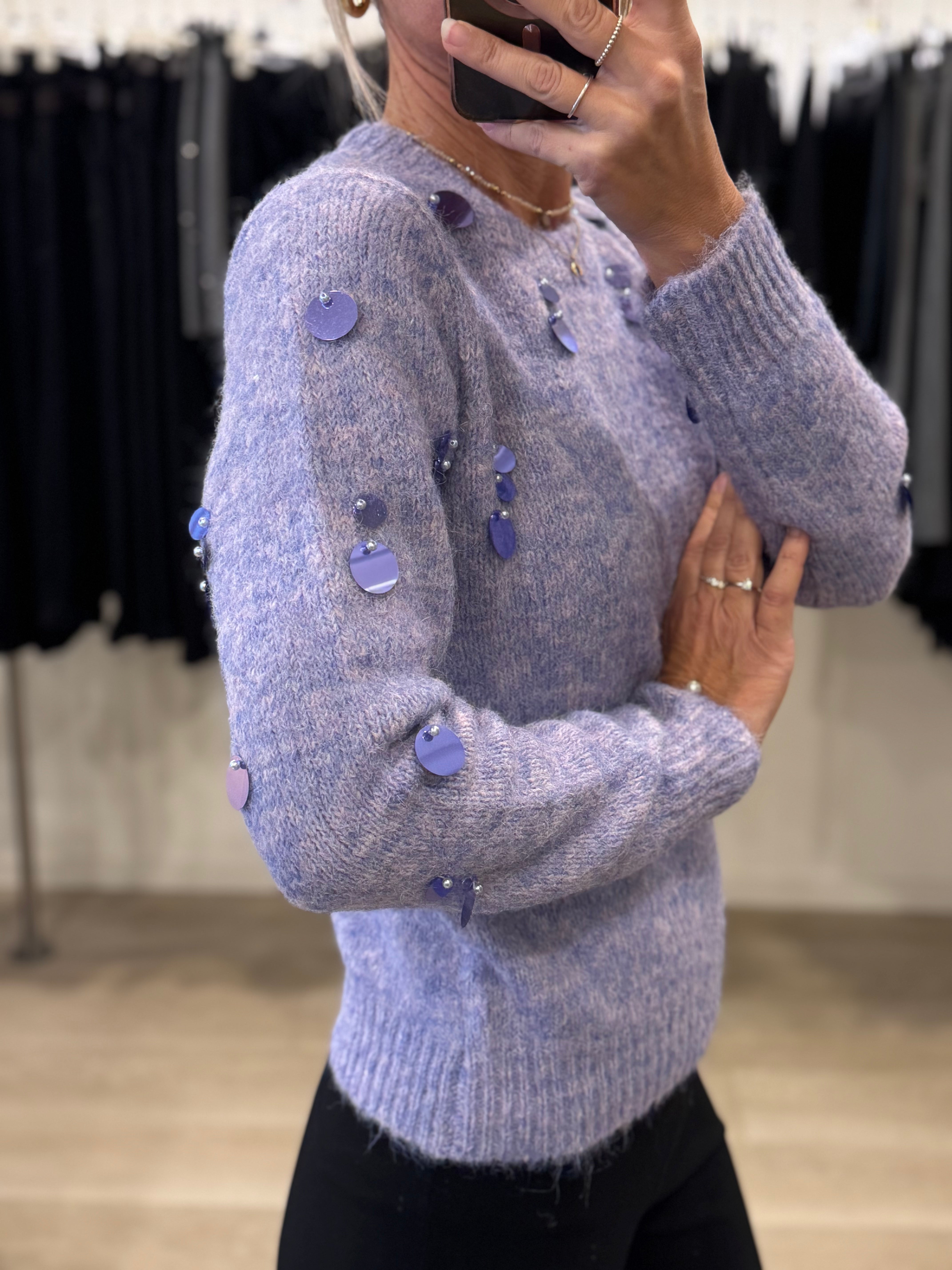 Girocollo lana maxi paillettes