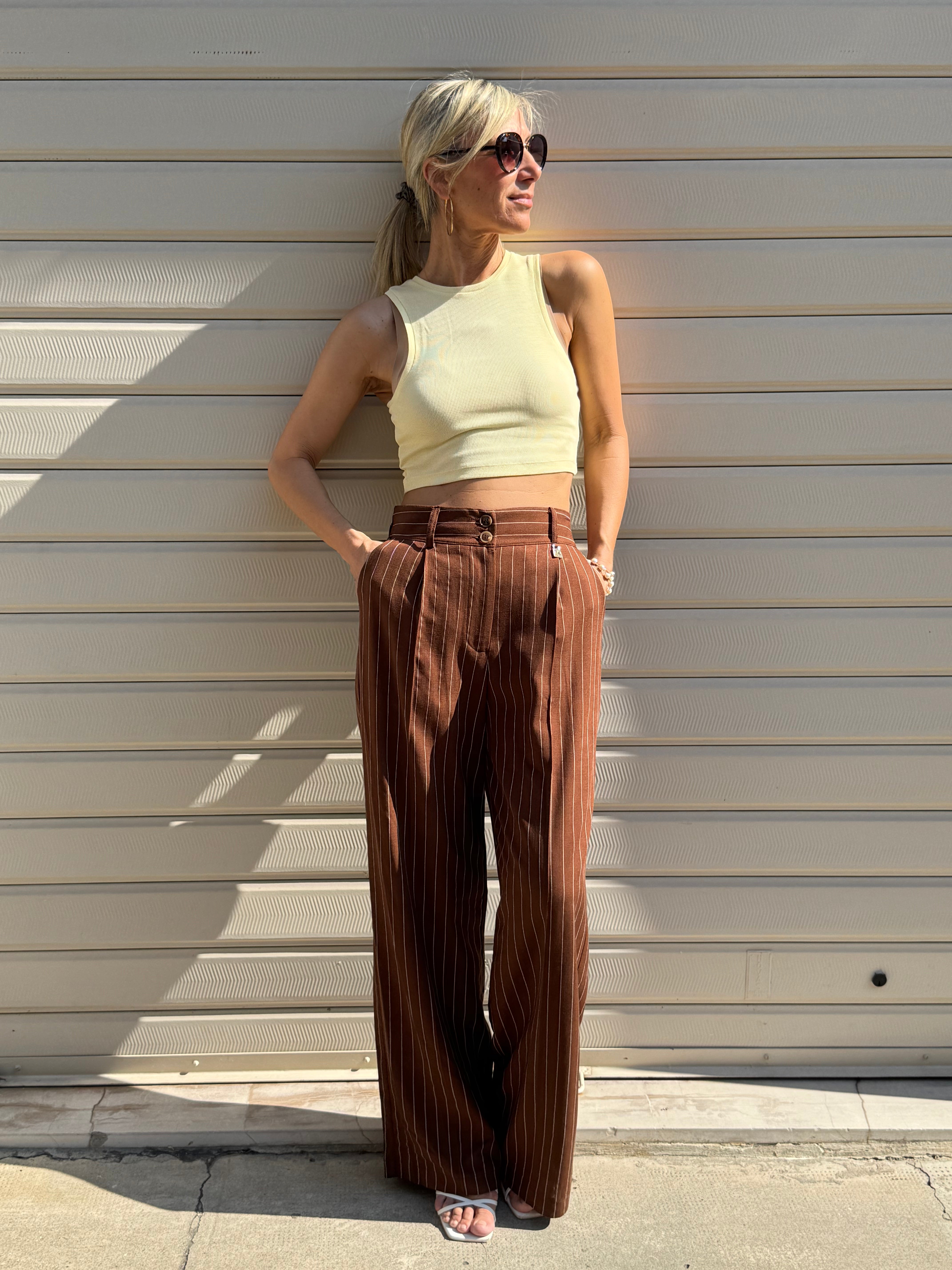 Pantalone gessato lino artigli
