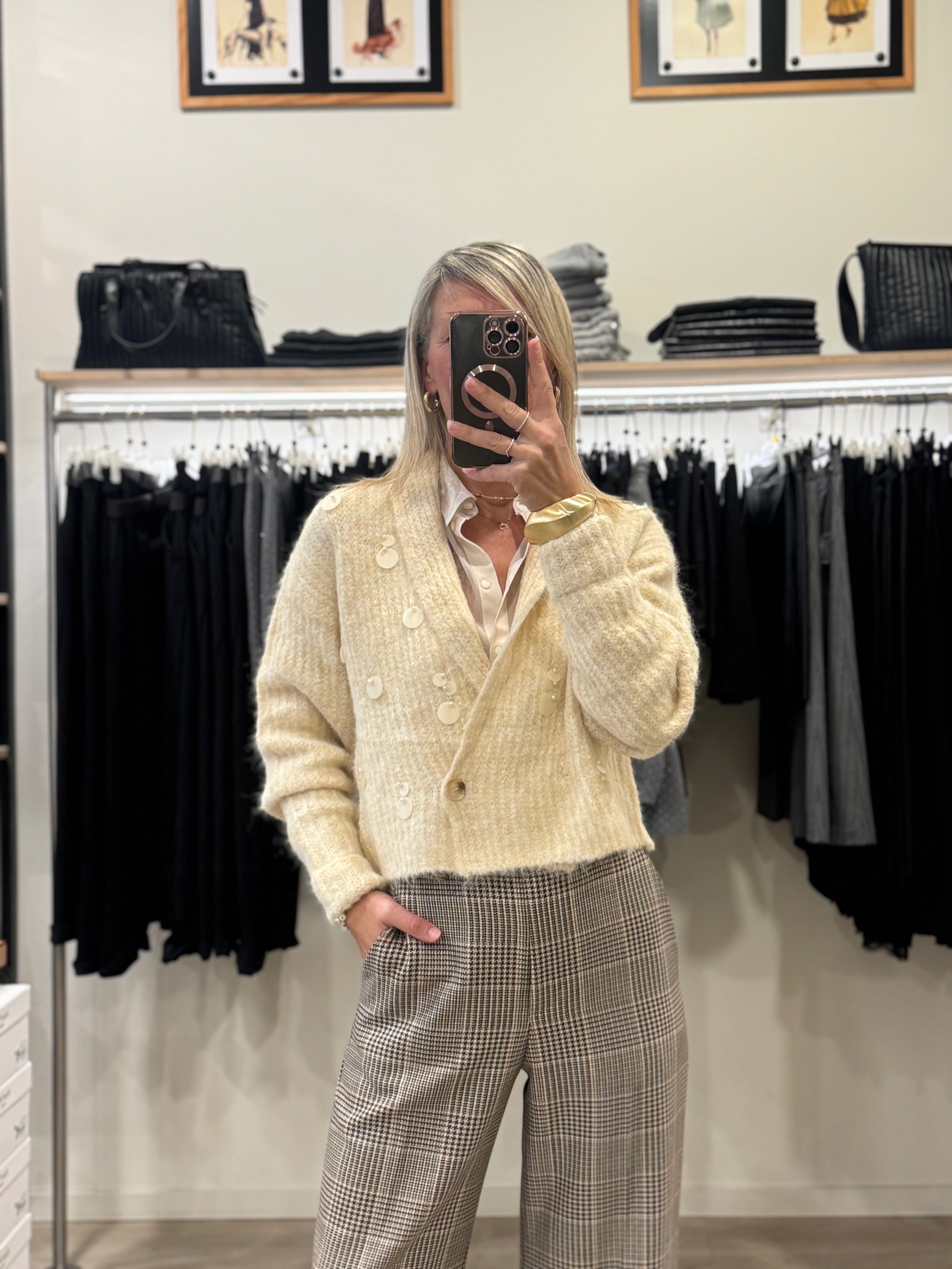 Cardigan lana maxi pillettes