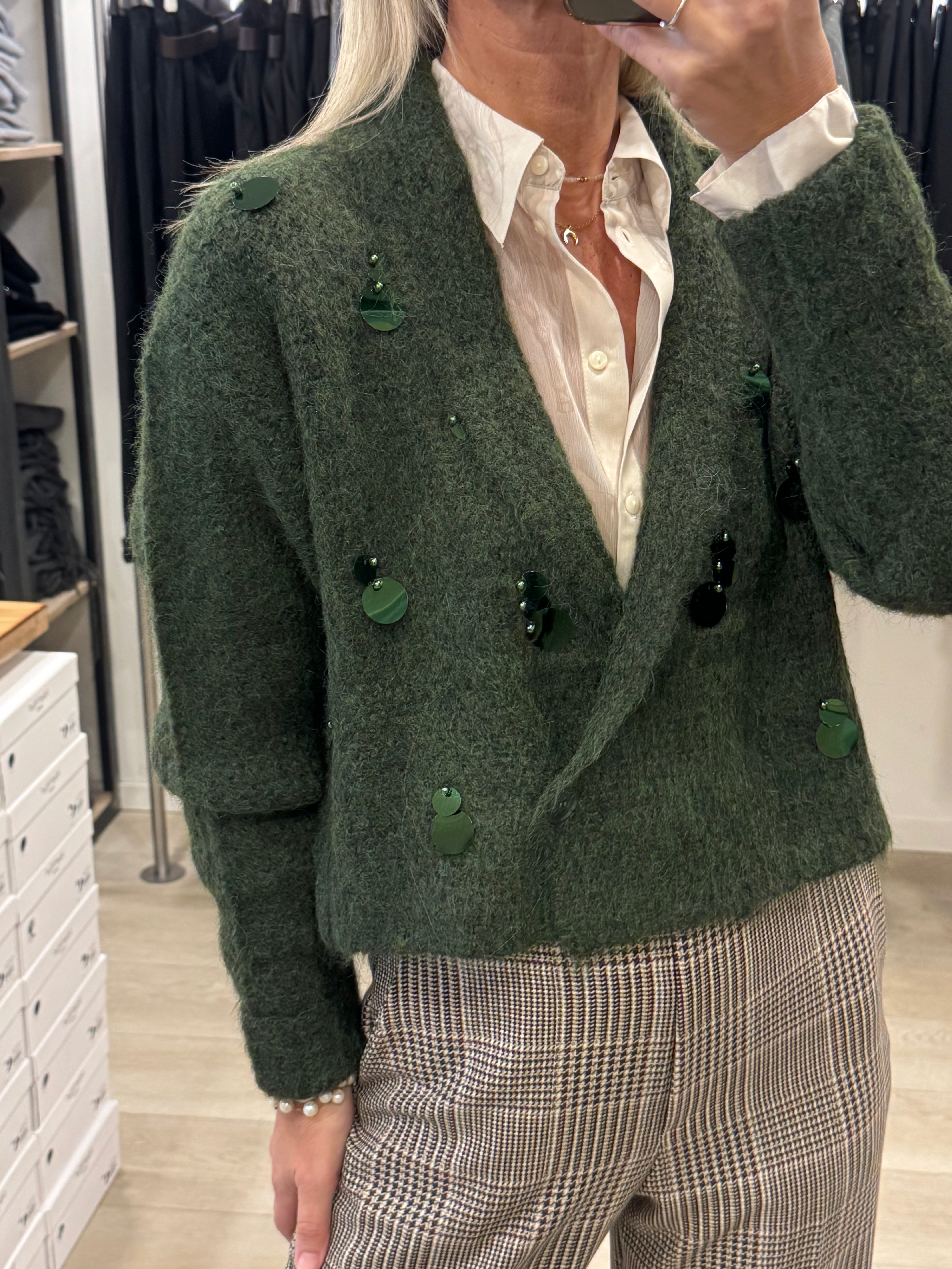 Cardigan lana maxi pillettes