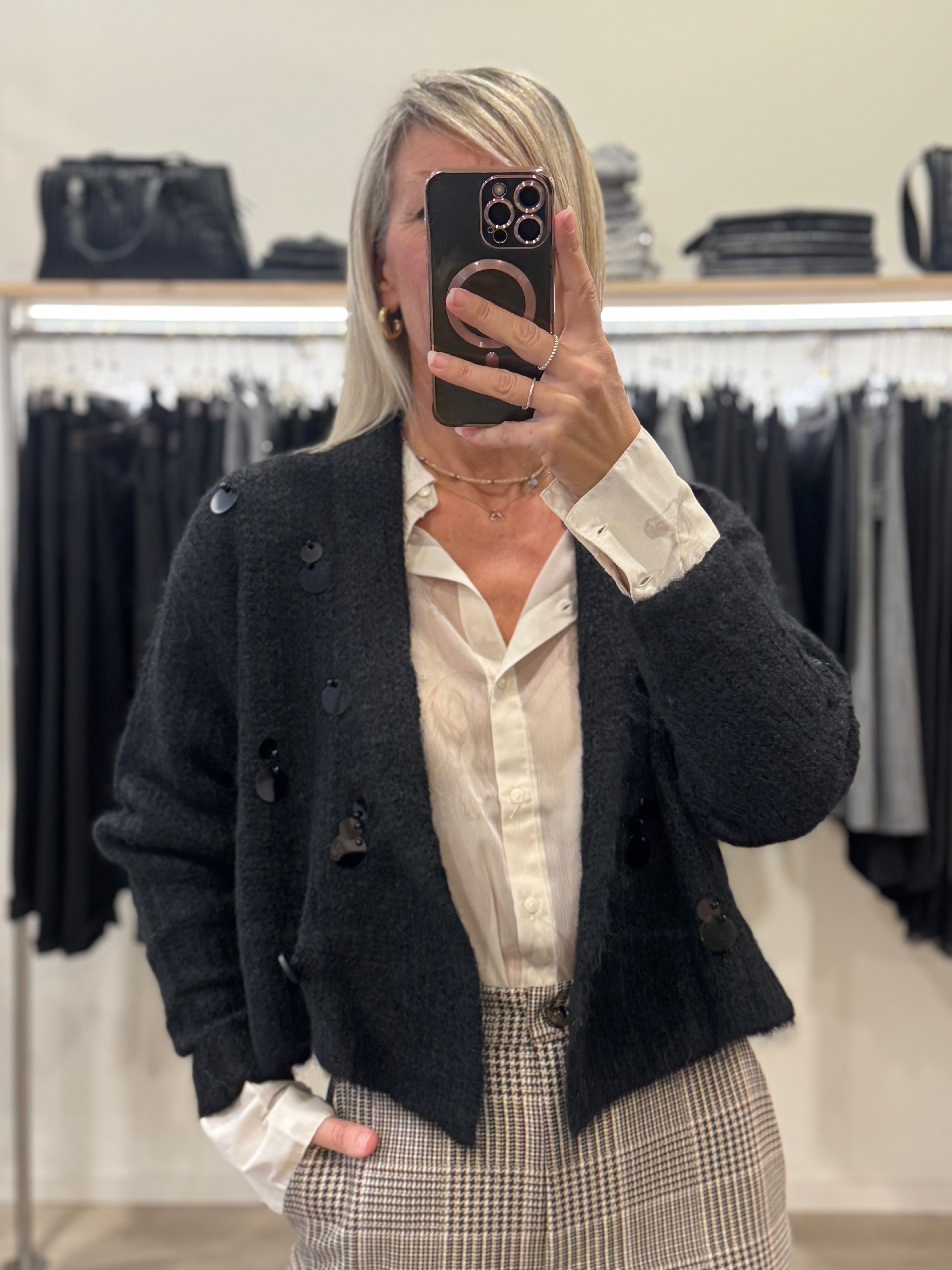 Cardigan lana maxi pillettes