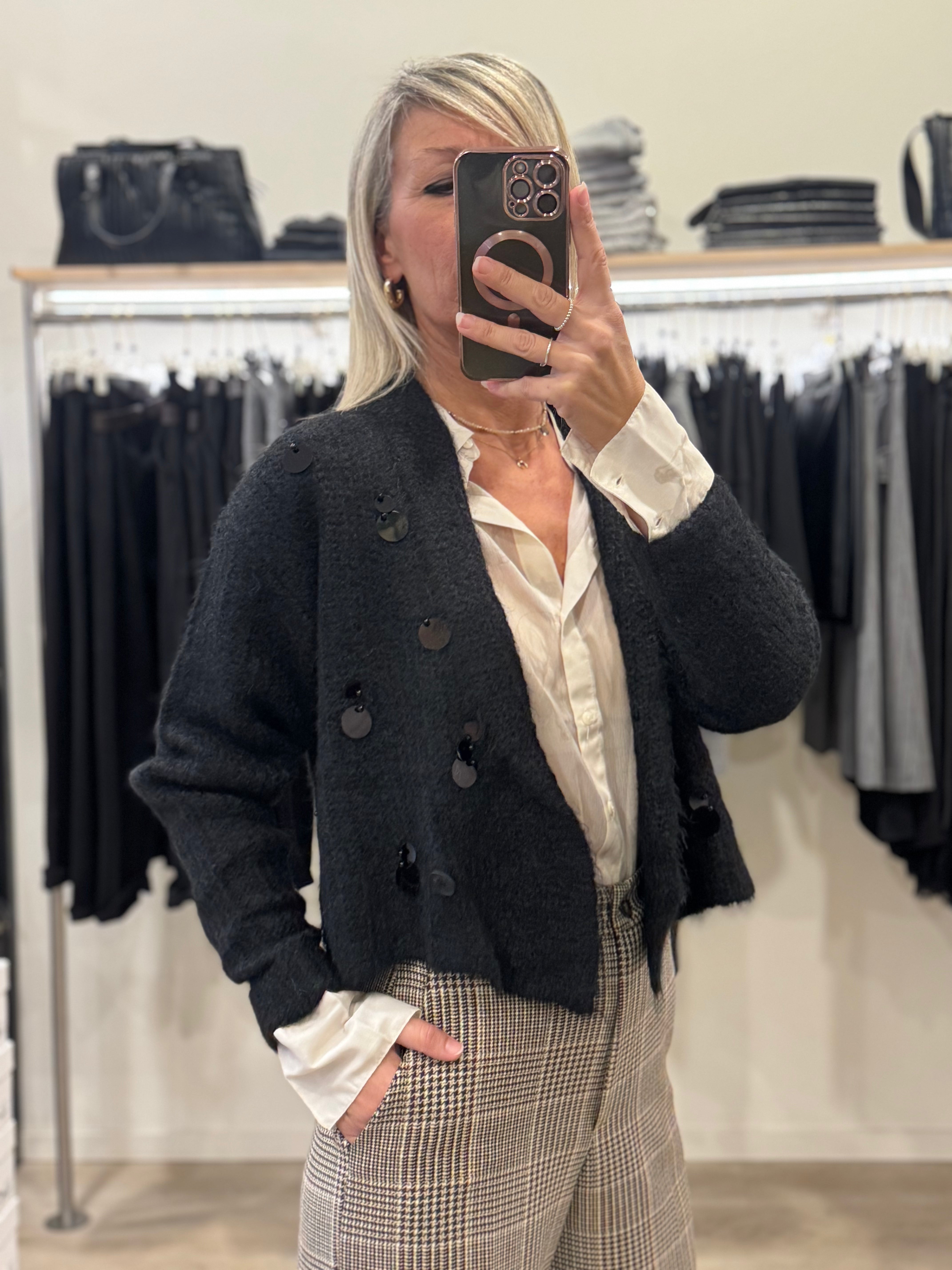 Cardigan lana maxi pillettes