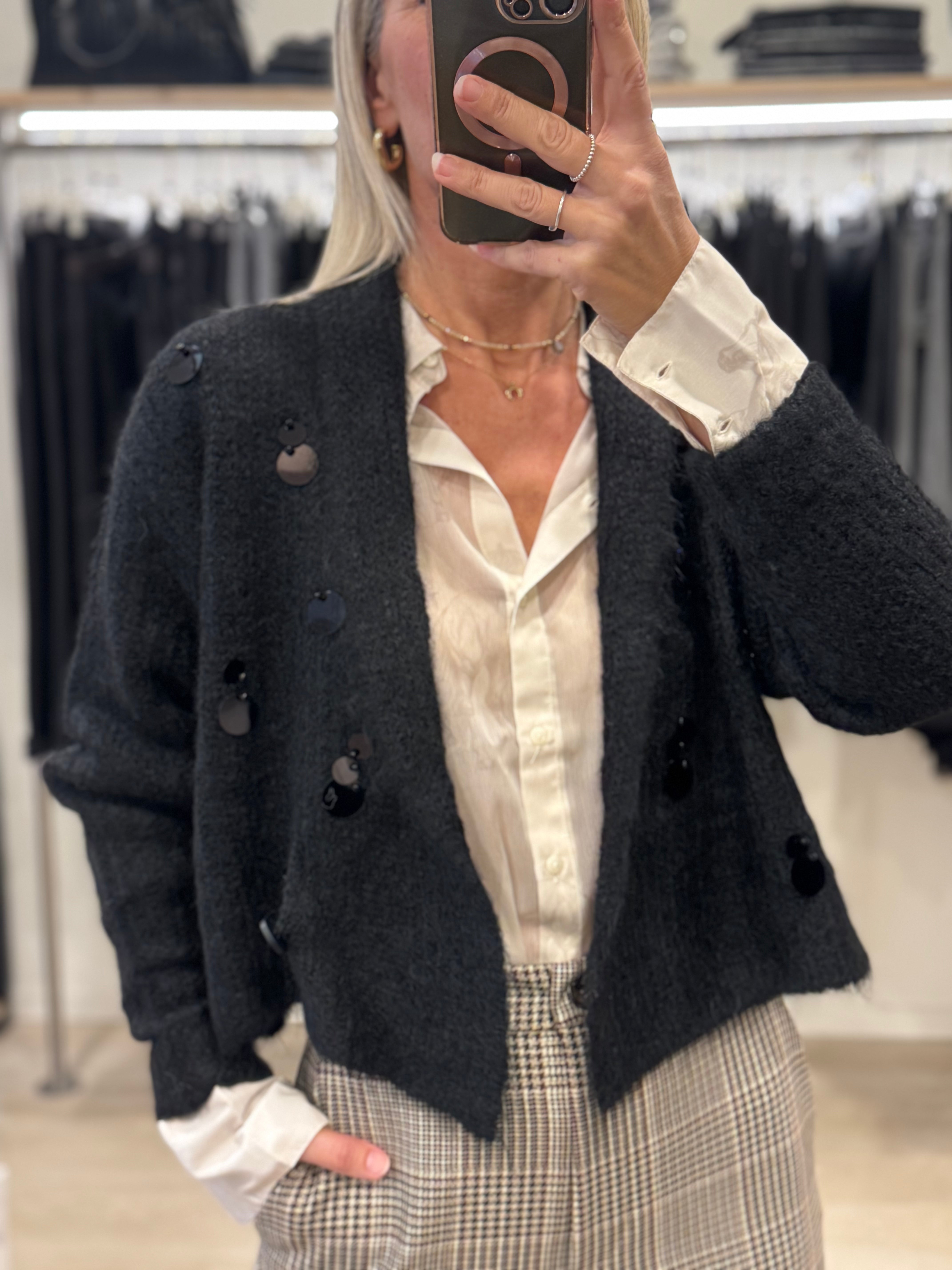 Cardigan lana maxi pillettes