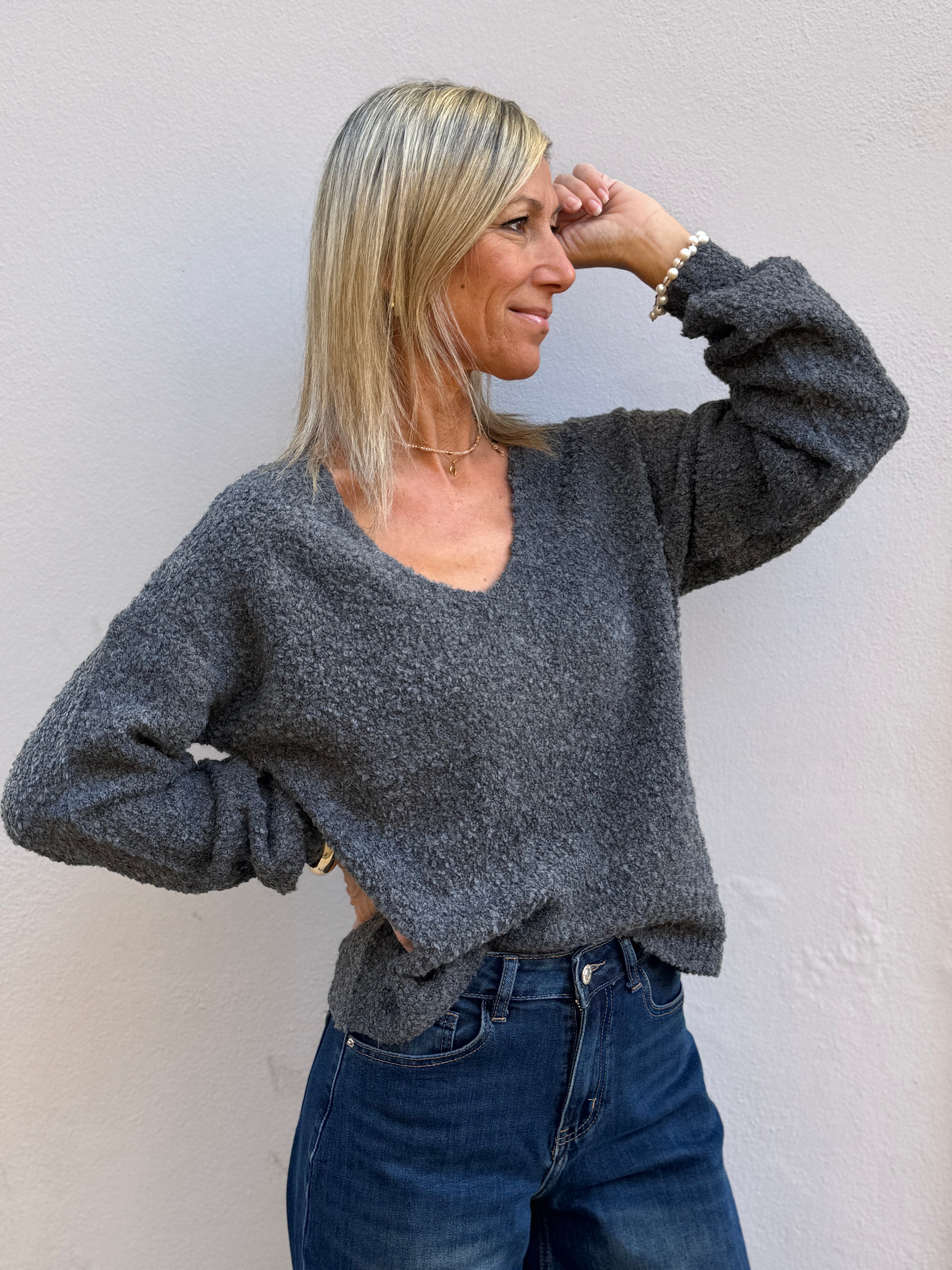 Maglia teddy scollo v