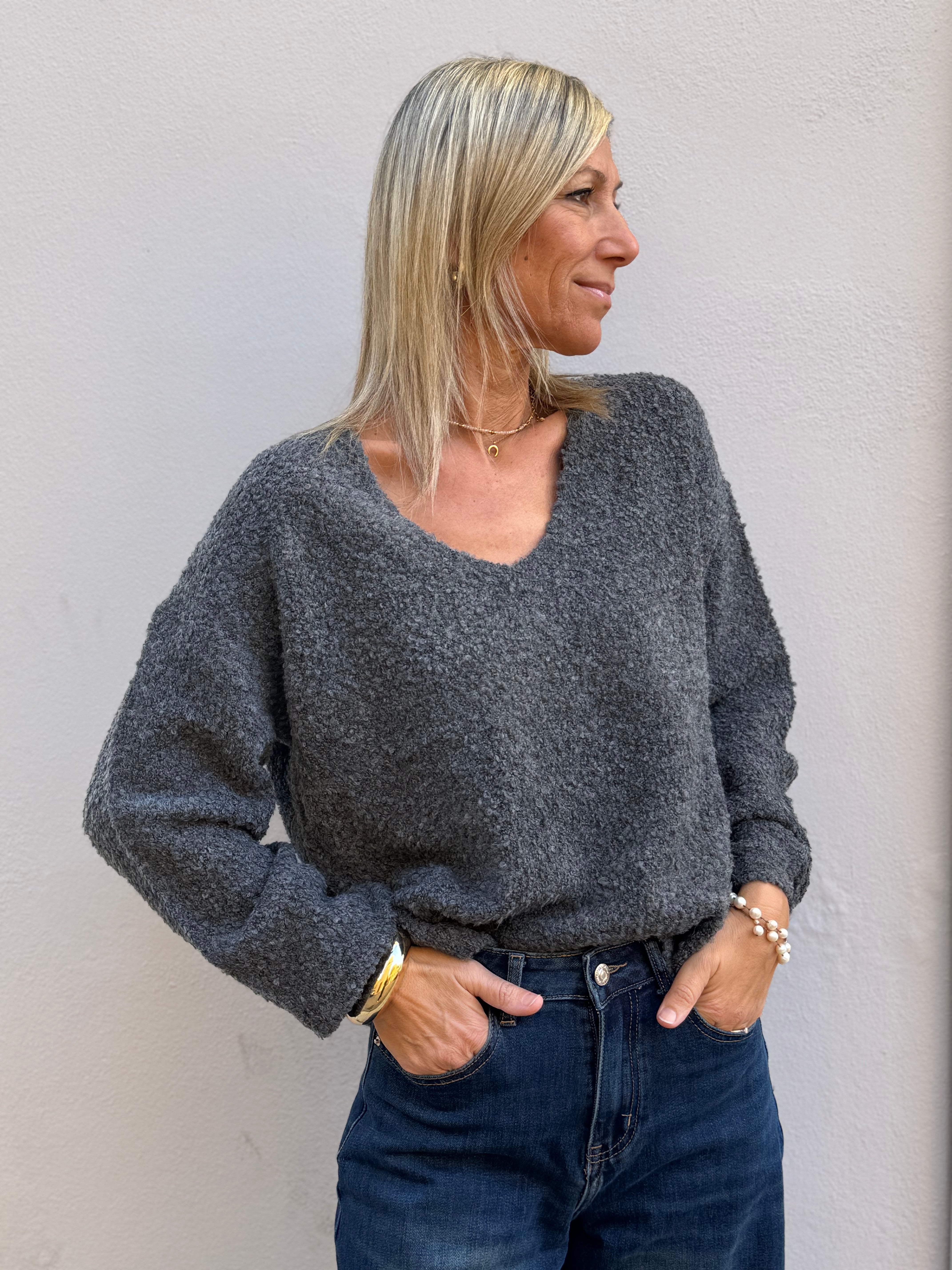 Maglia teddy scollo v