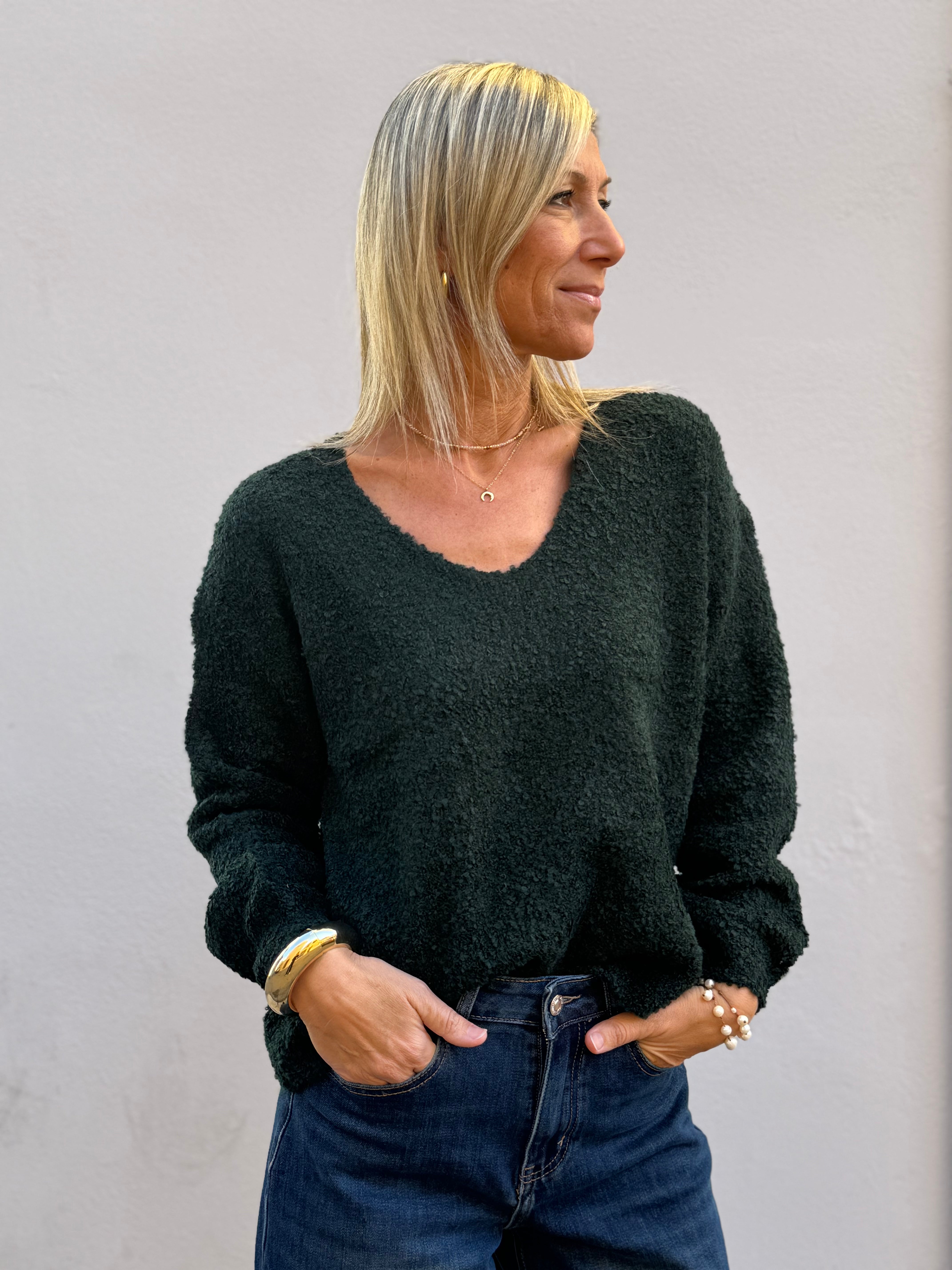 Maglia teddy scollo v