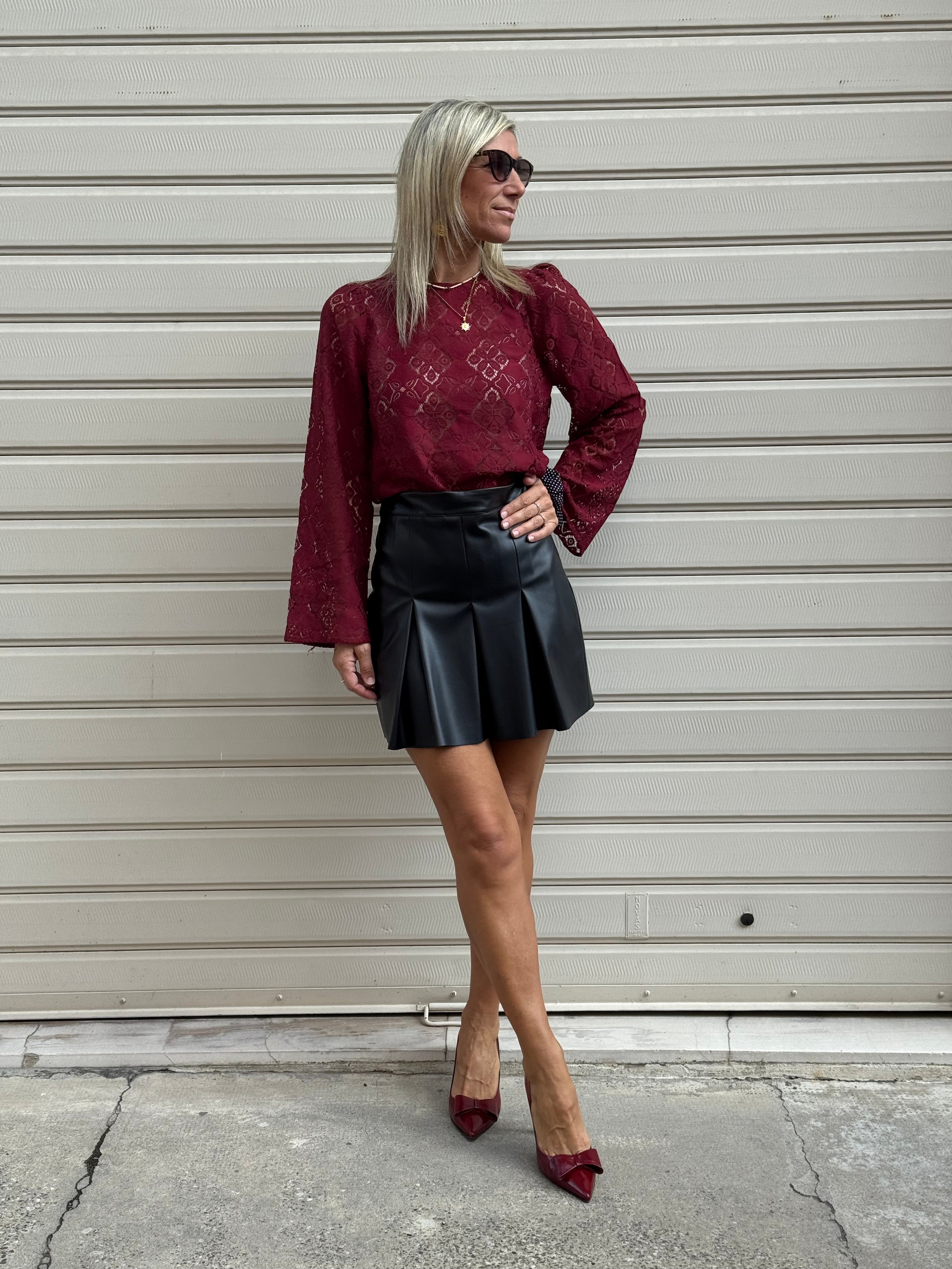 Gonna plissè ecopelle