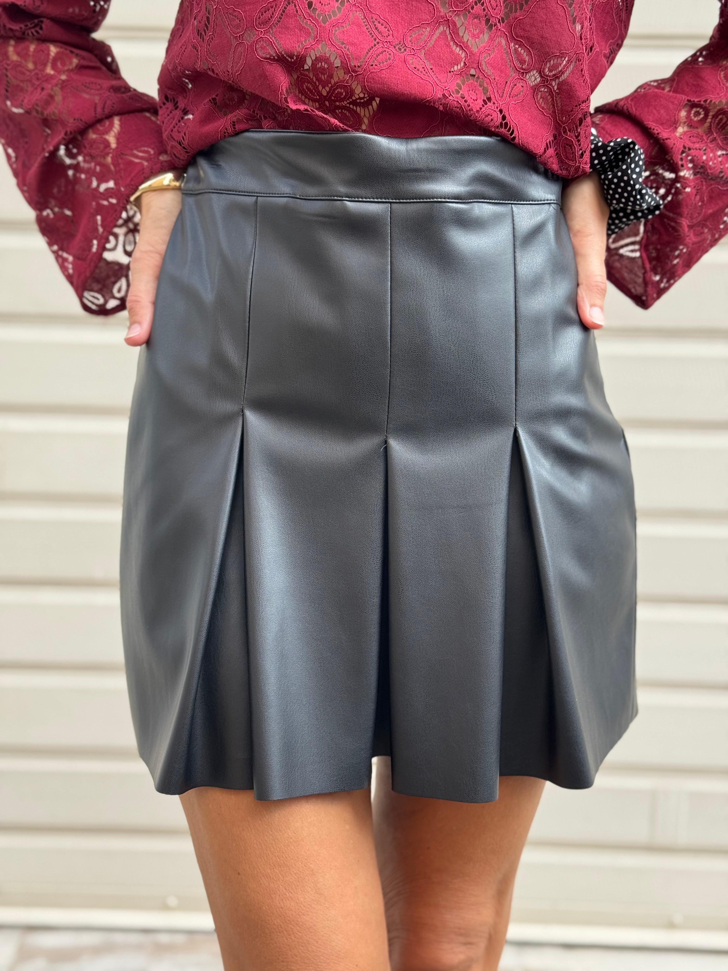 Gonna plissè ecopelle