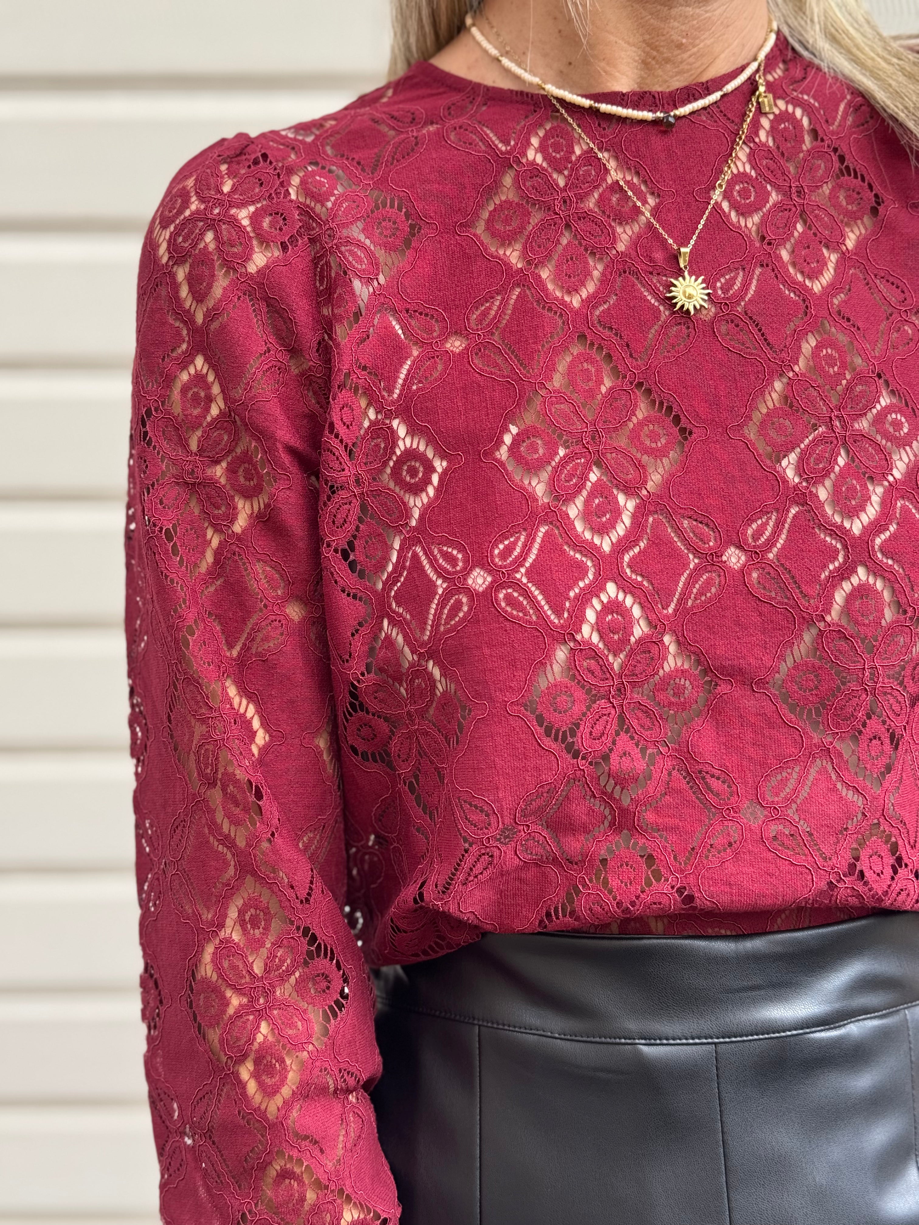 Blusa pizzo manica calice