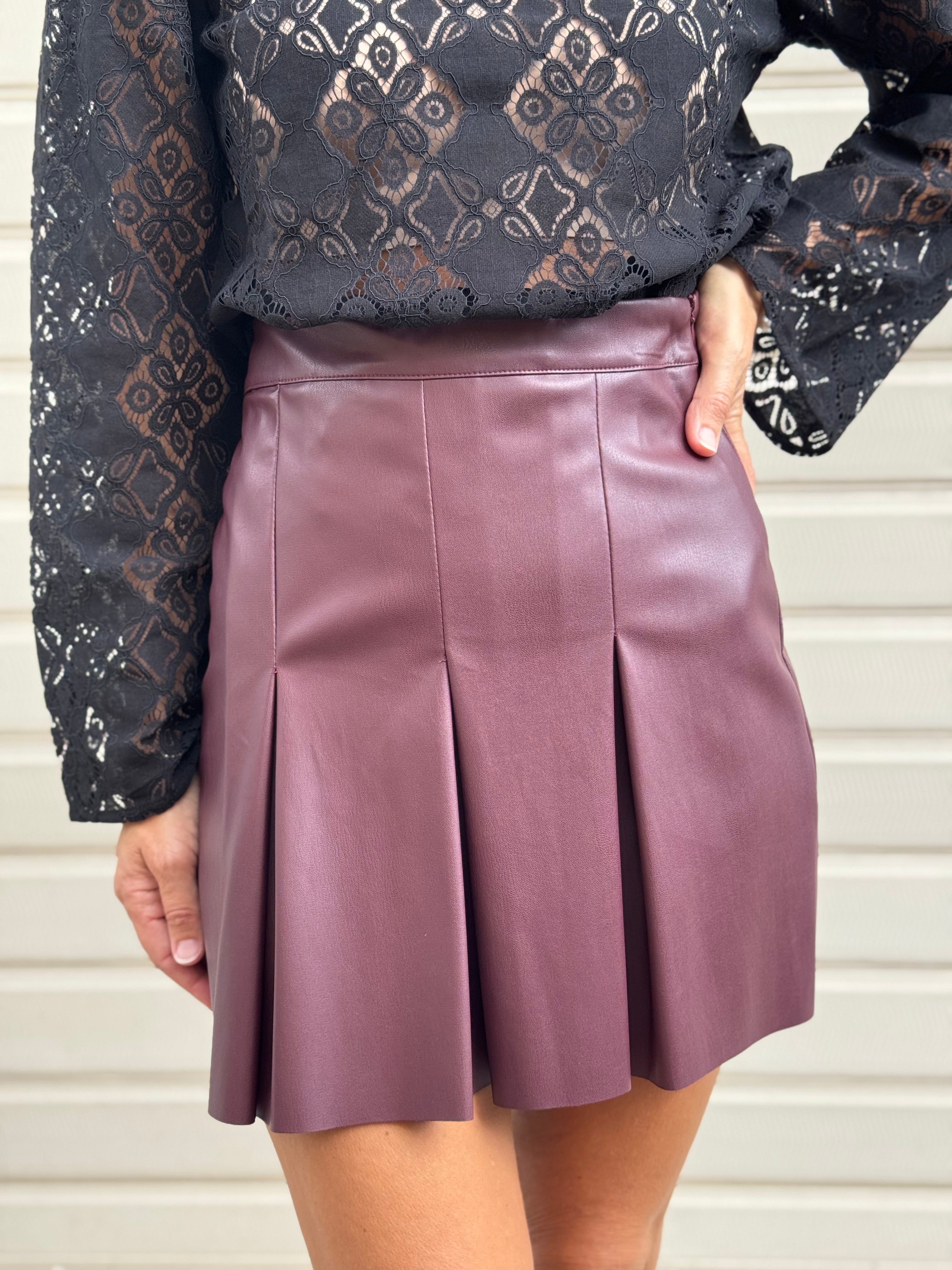 Gonna plissè ecopelle