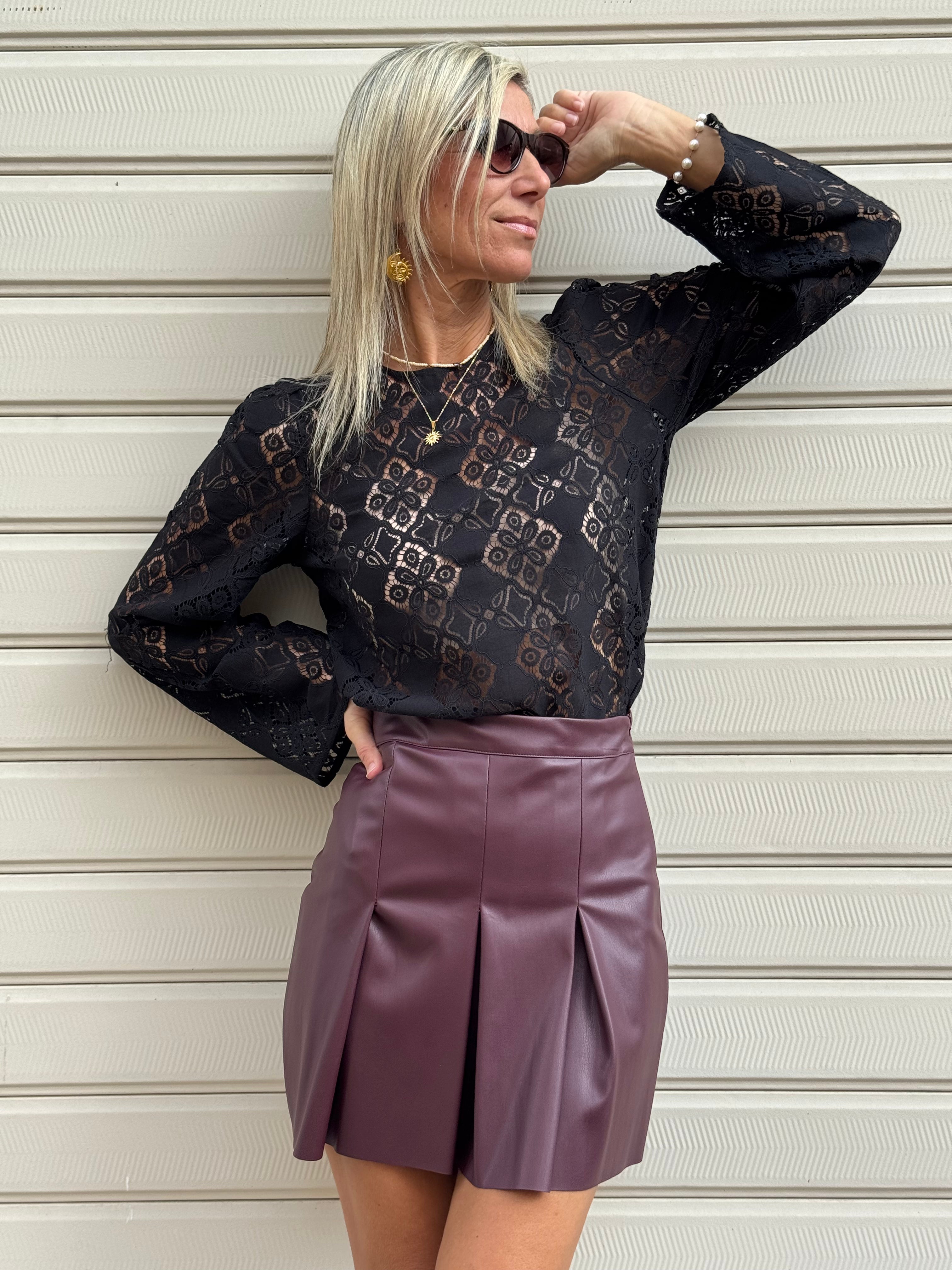 Gonna plissè ecopelle