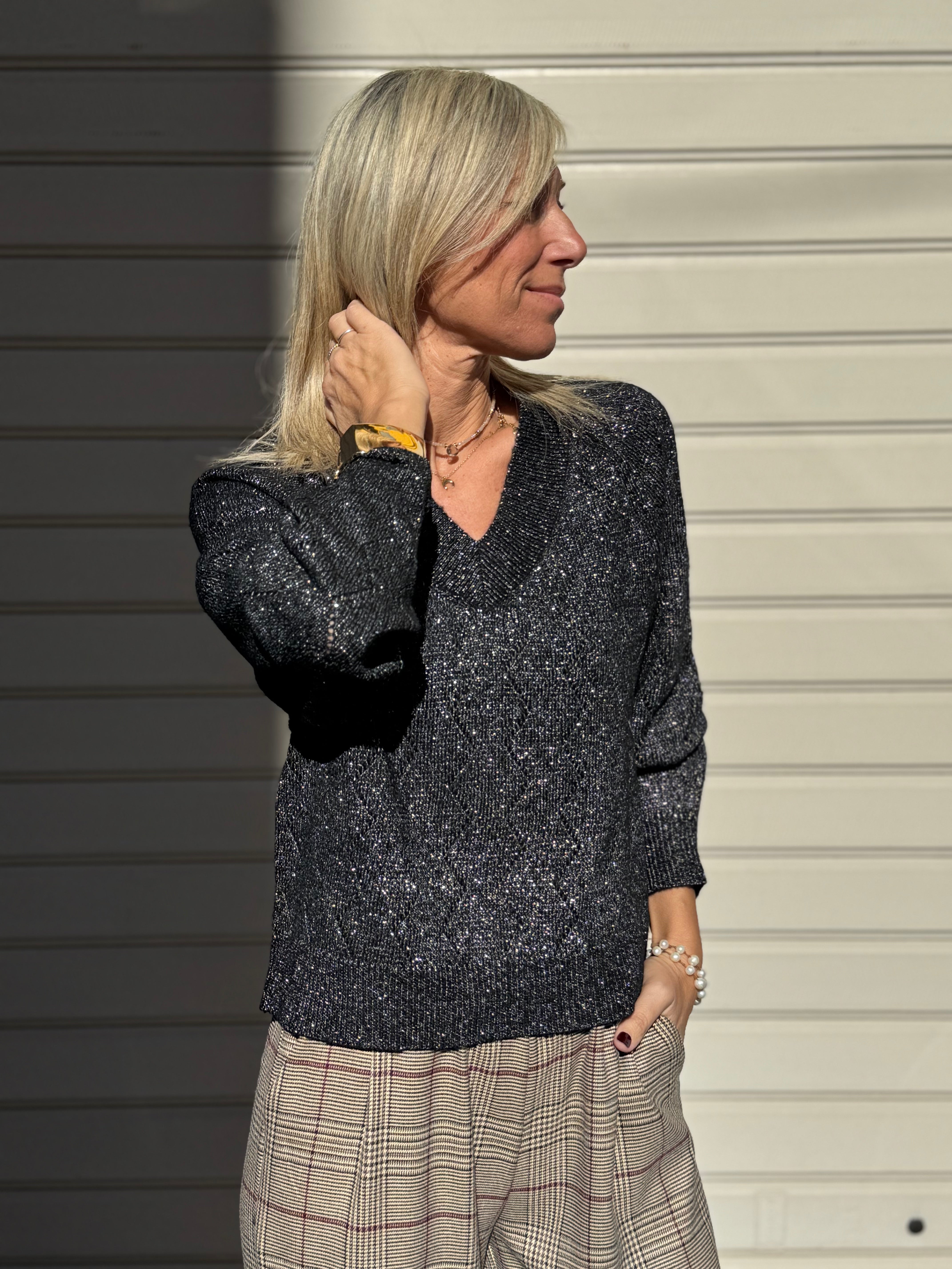 Maglia v glitter traforata jdy