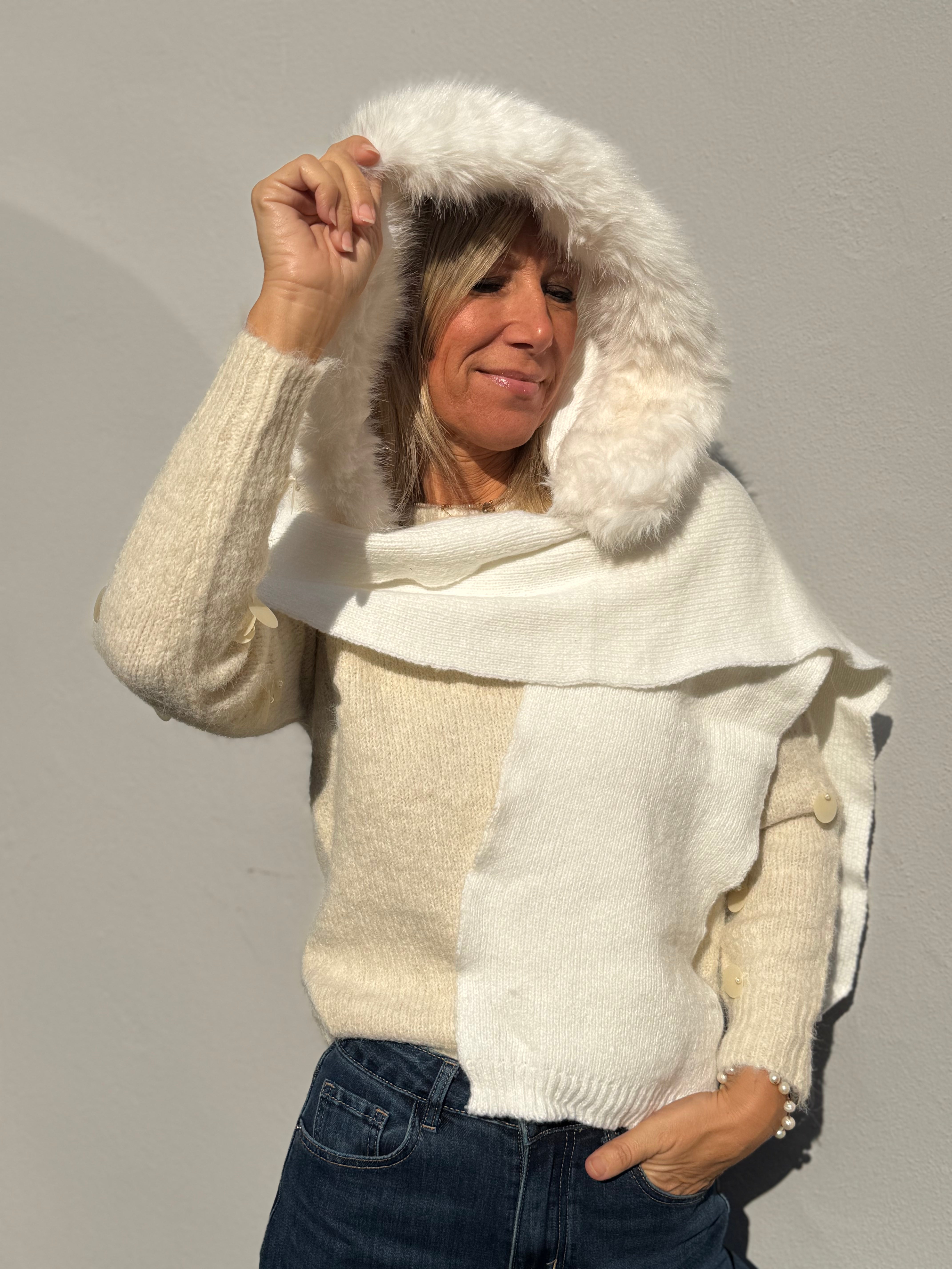 Sciarpa cappuccio ecopelliccia