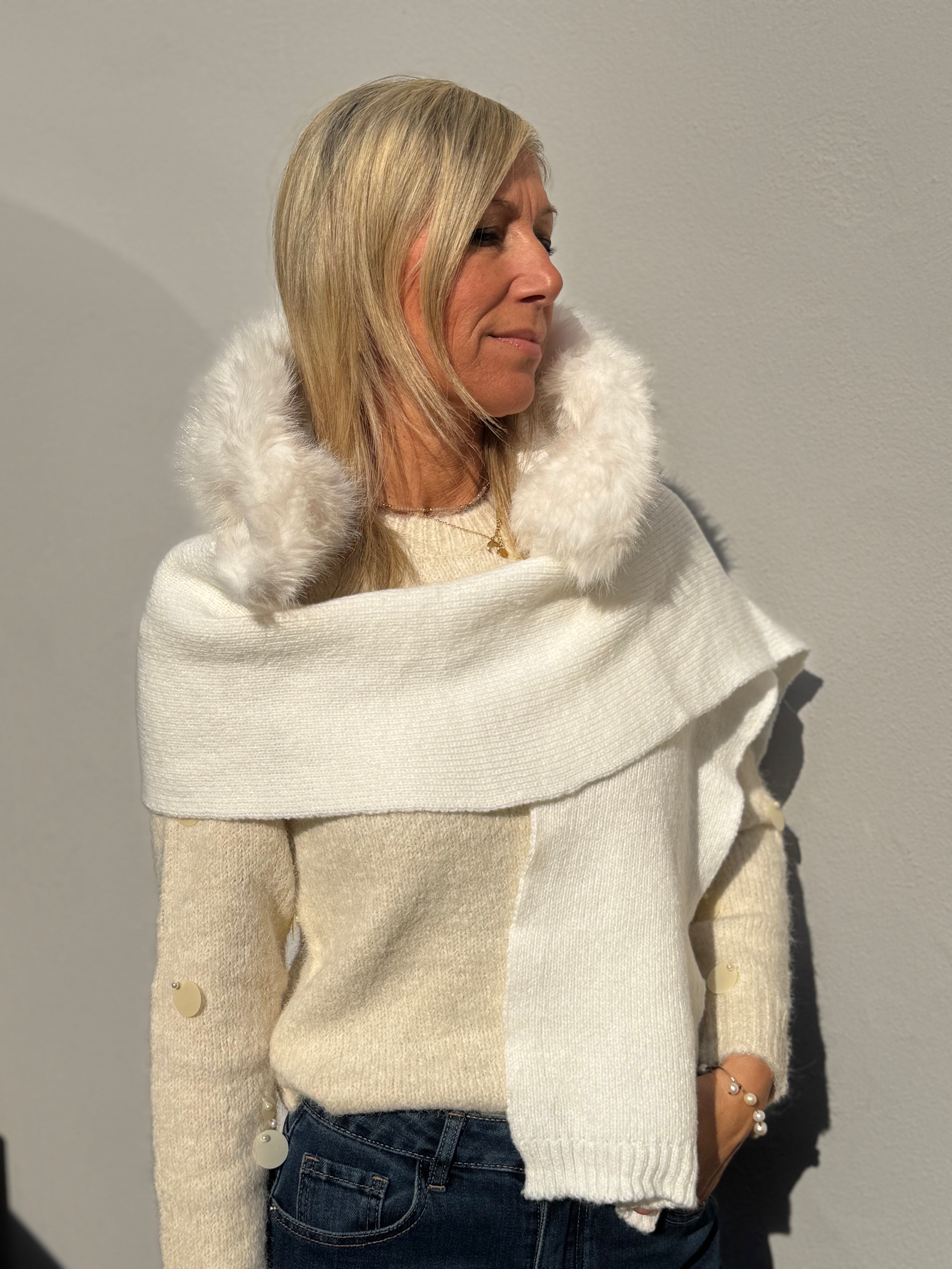 Sciarpa cappuccio ecopelliccia