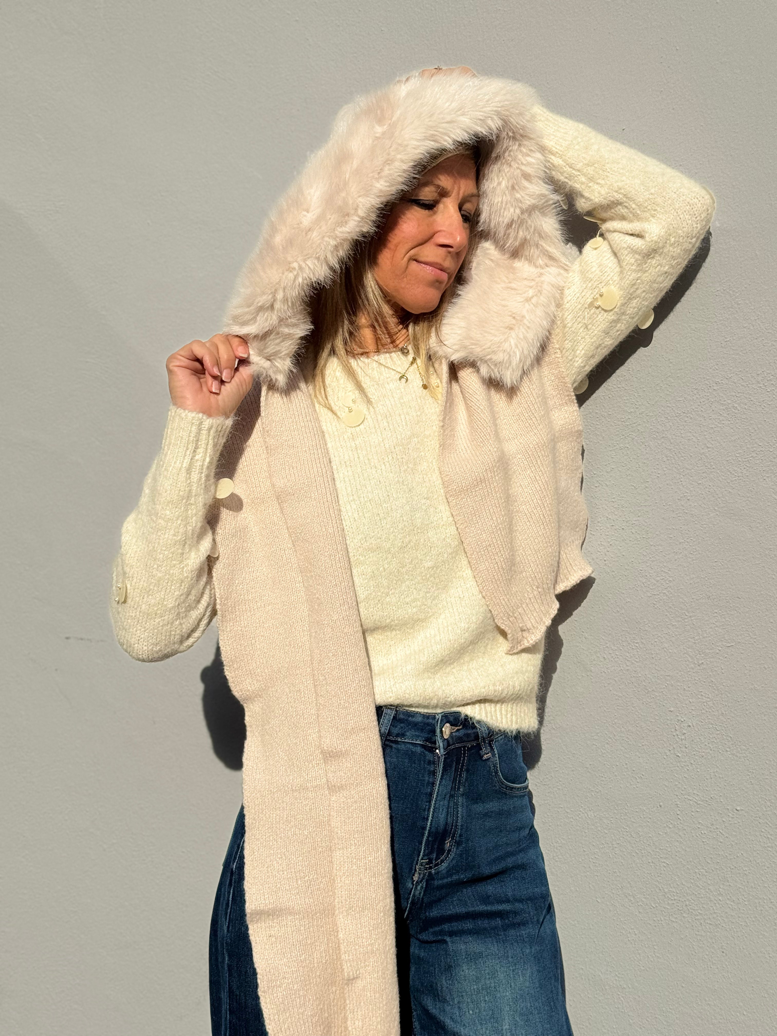 Sciarpa cappuccio ecopelliccia