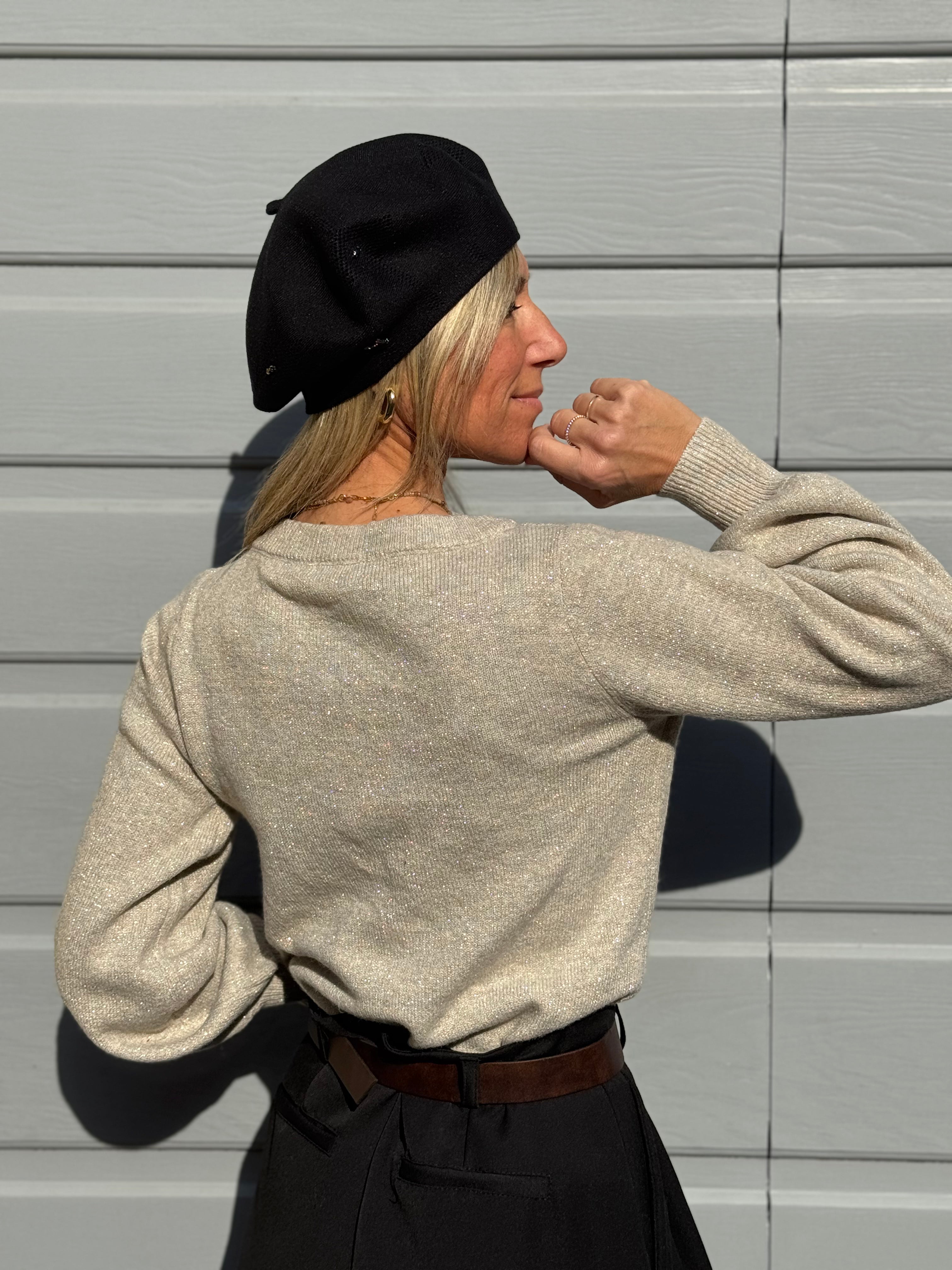 Maglia glitter manica palloncino