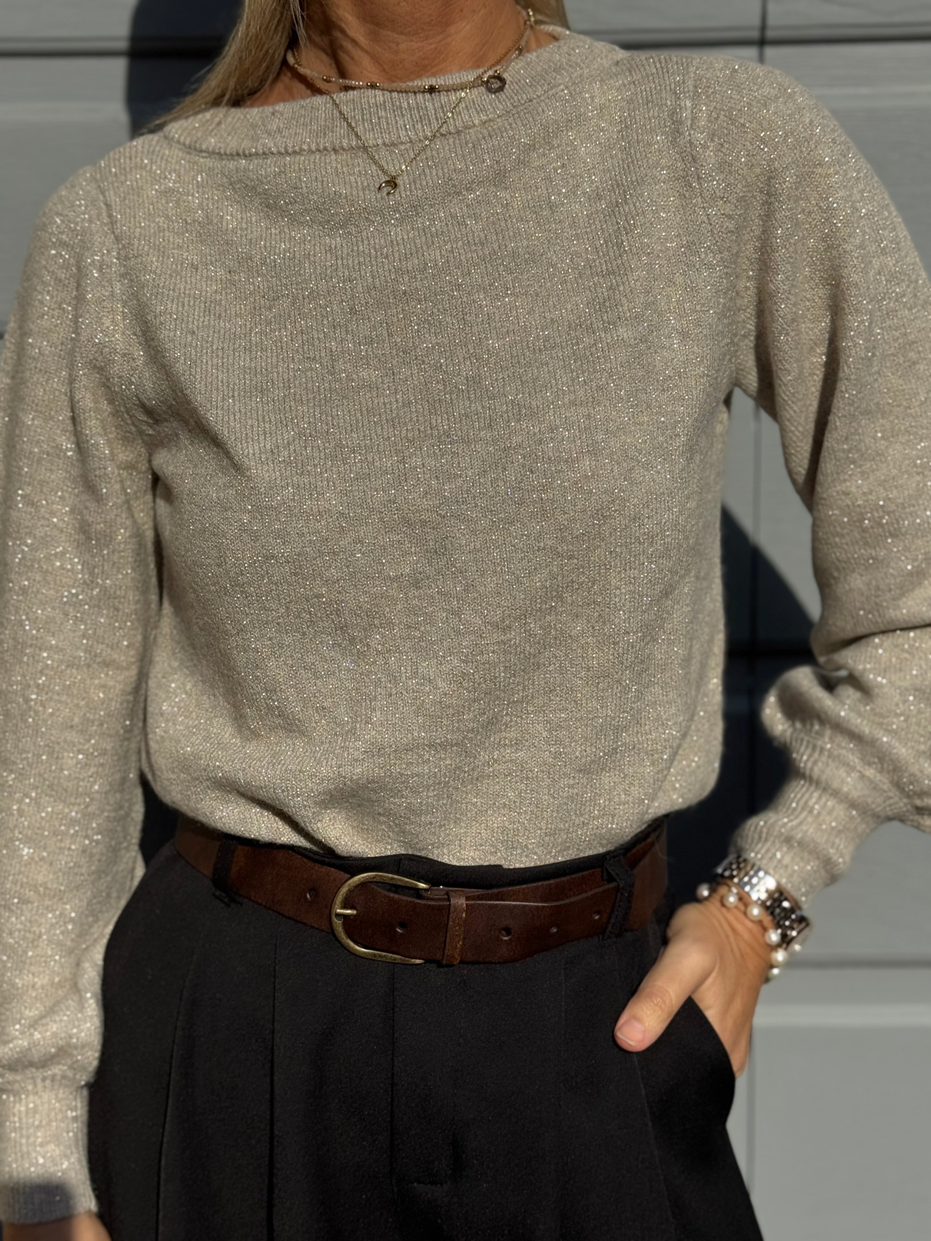 Maglia glitter manica palloncino