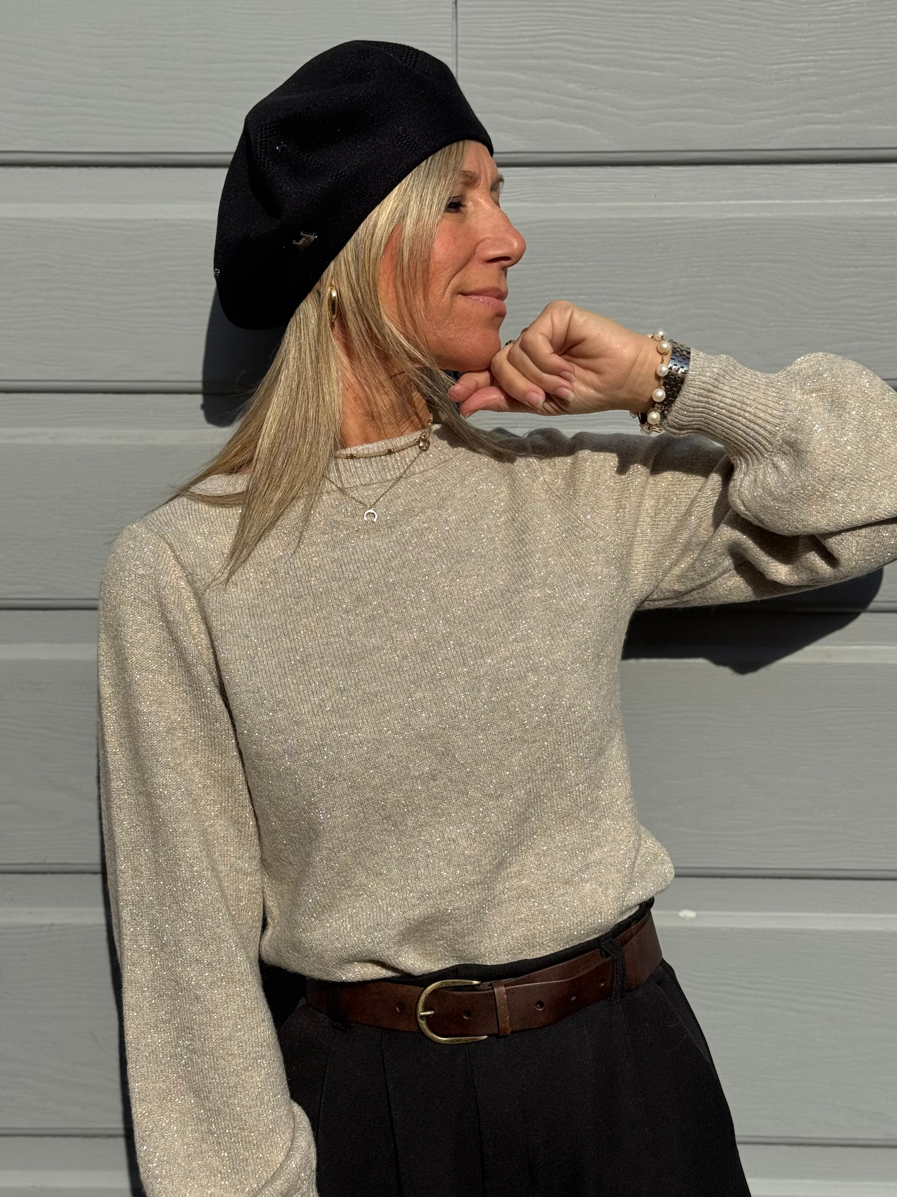 Maglia glitter manica palloncino