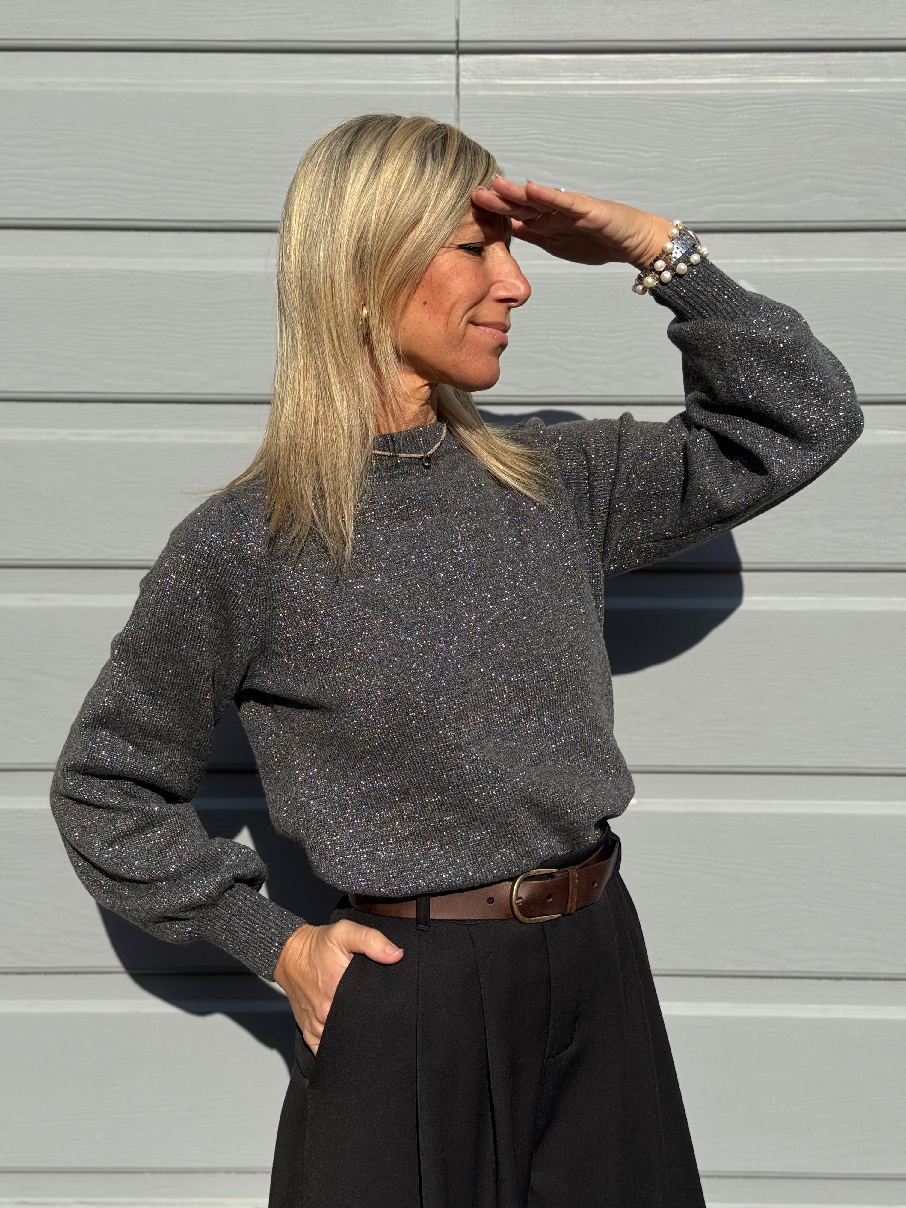 Maglia glitter manica palloncino