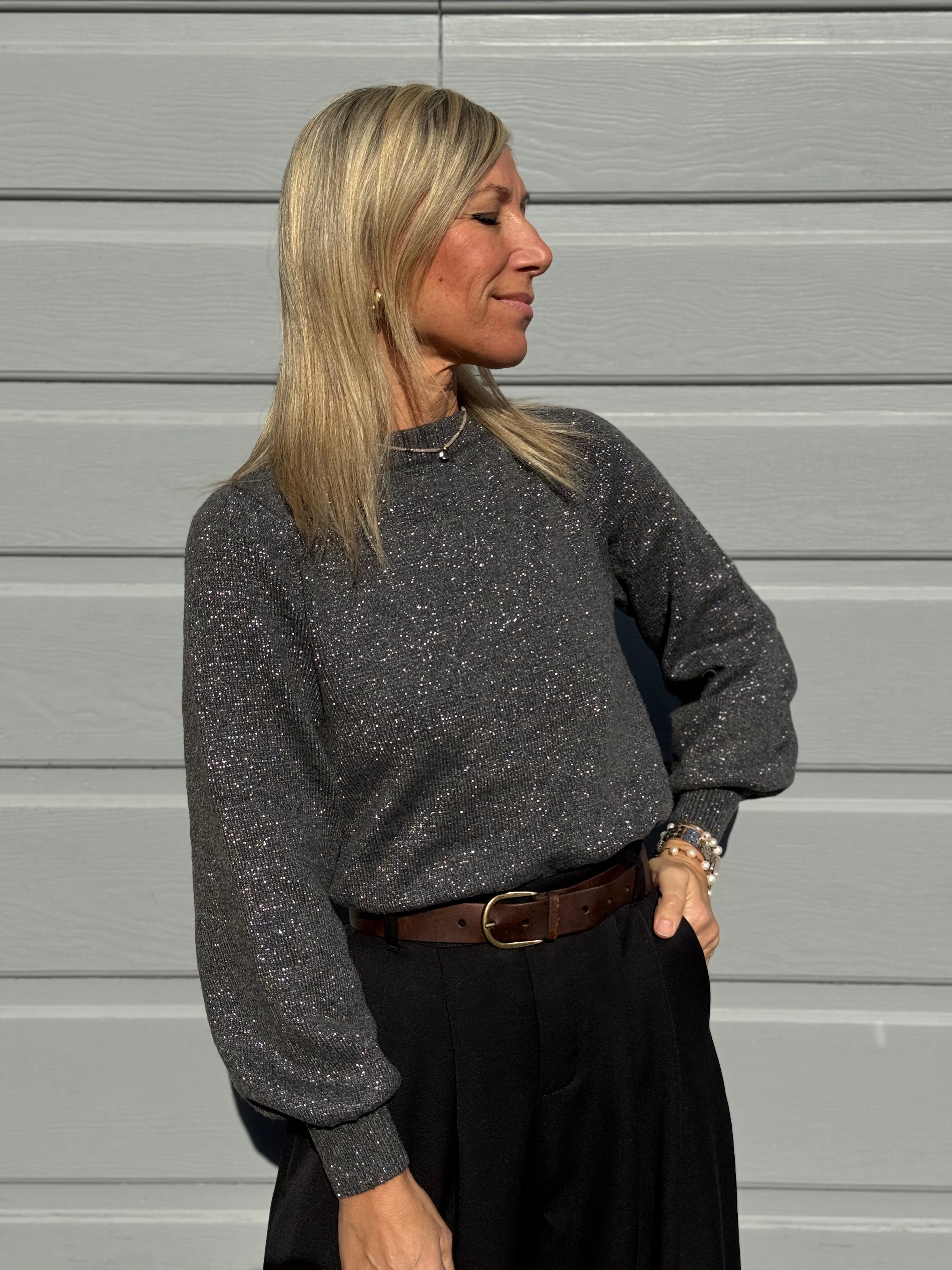 Maglia glitter manica palloncino