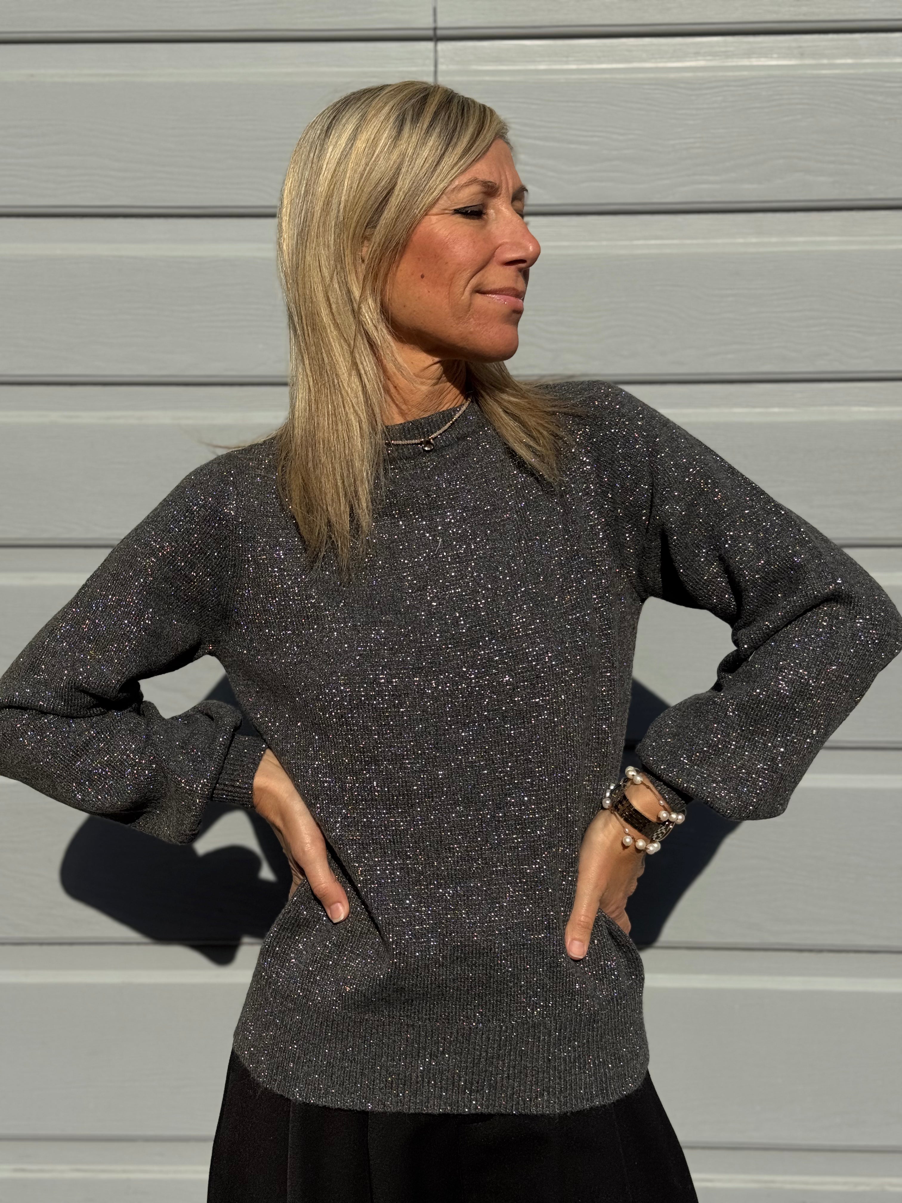 Maglia glitter manica palloncino