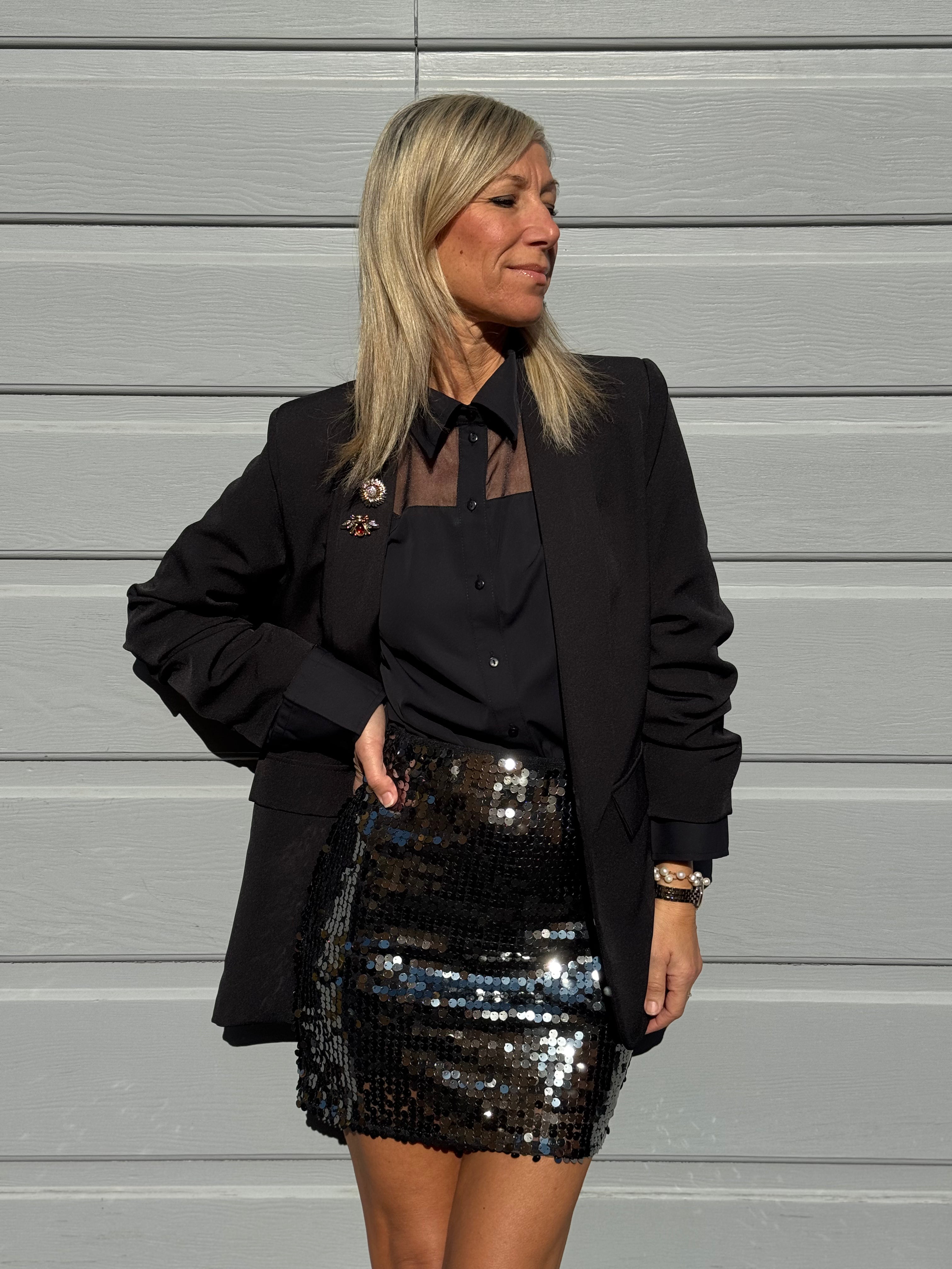 Gonna paillettes argento jdy