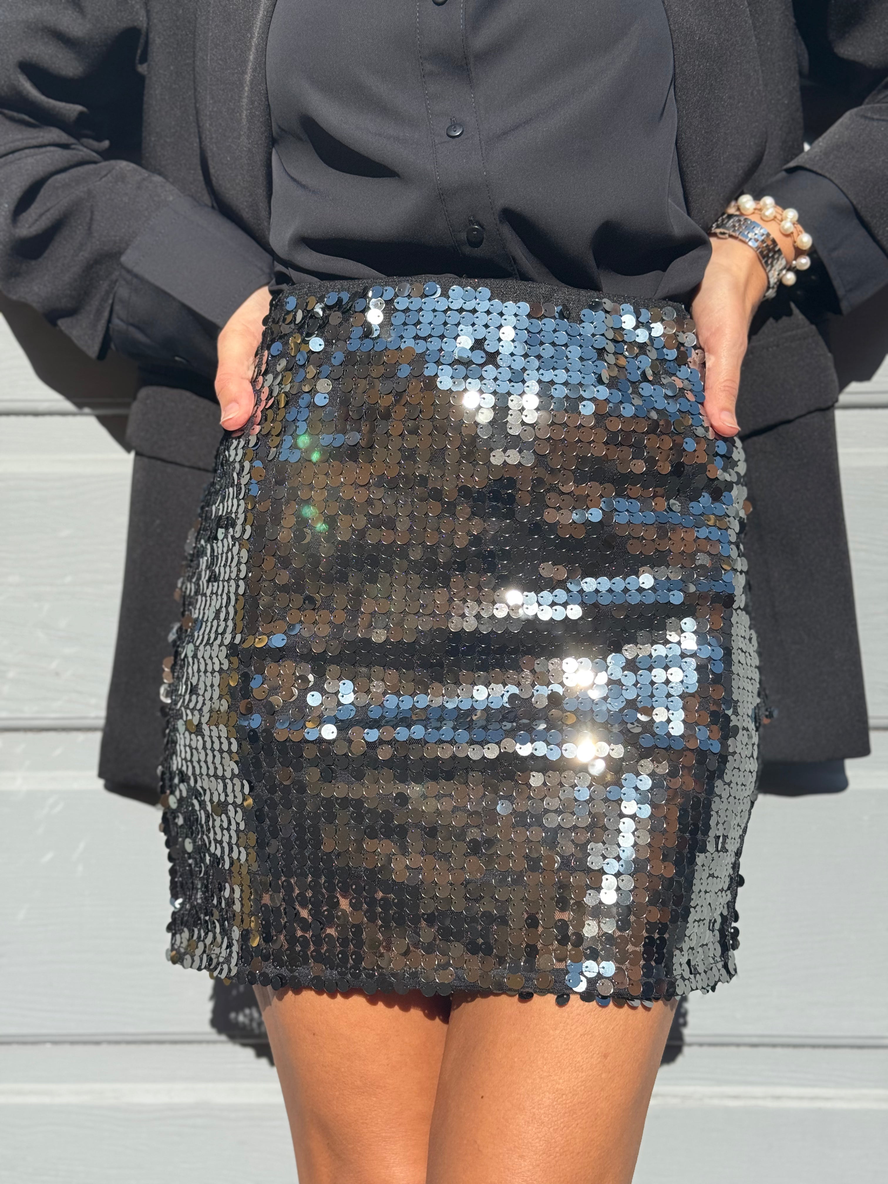 Gonna paillettes argento jdy