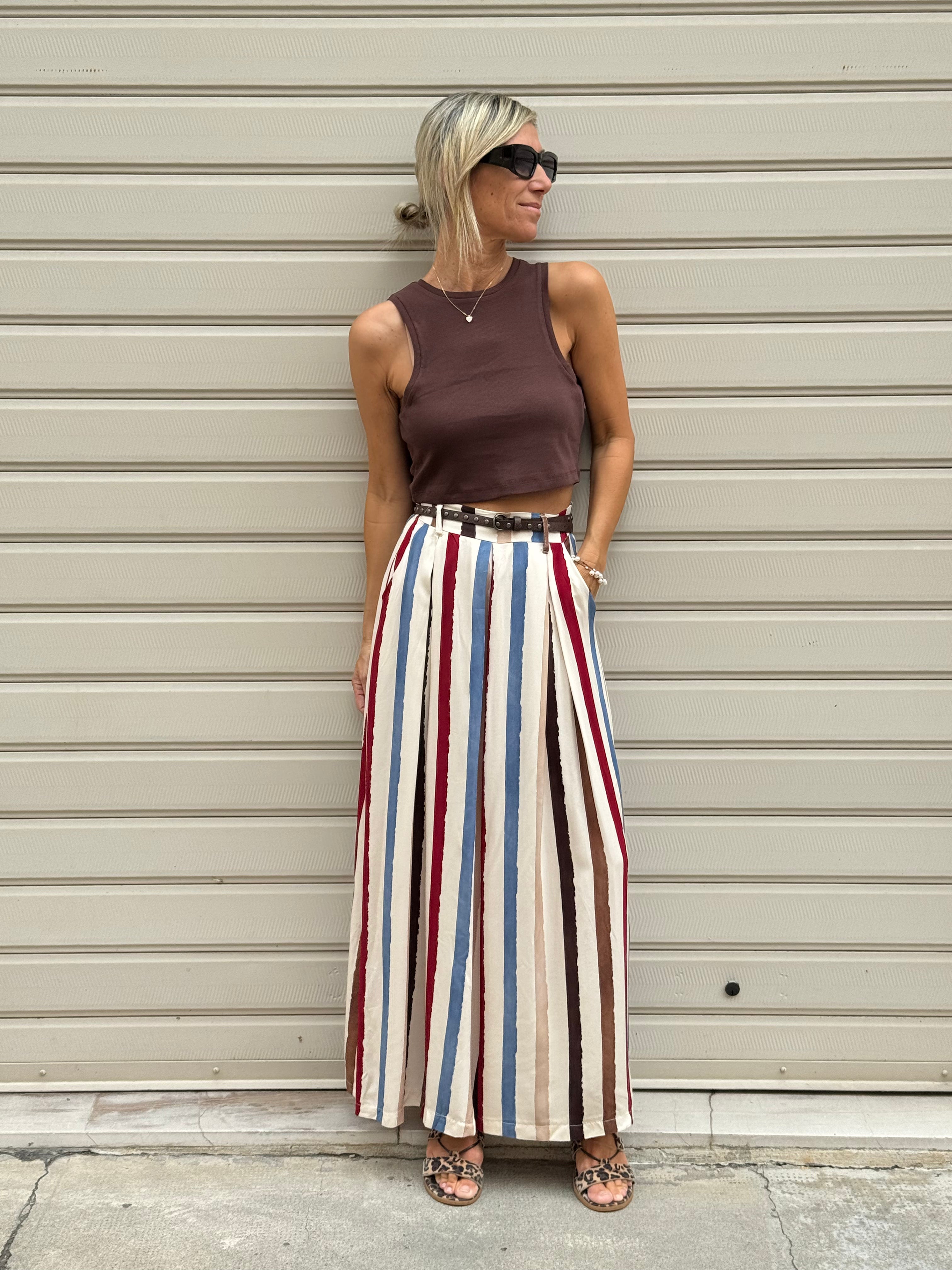 Gonna pantalone righe adora